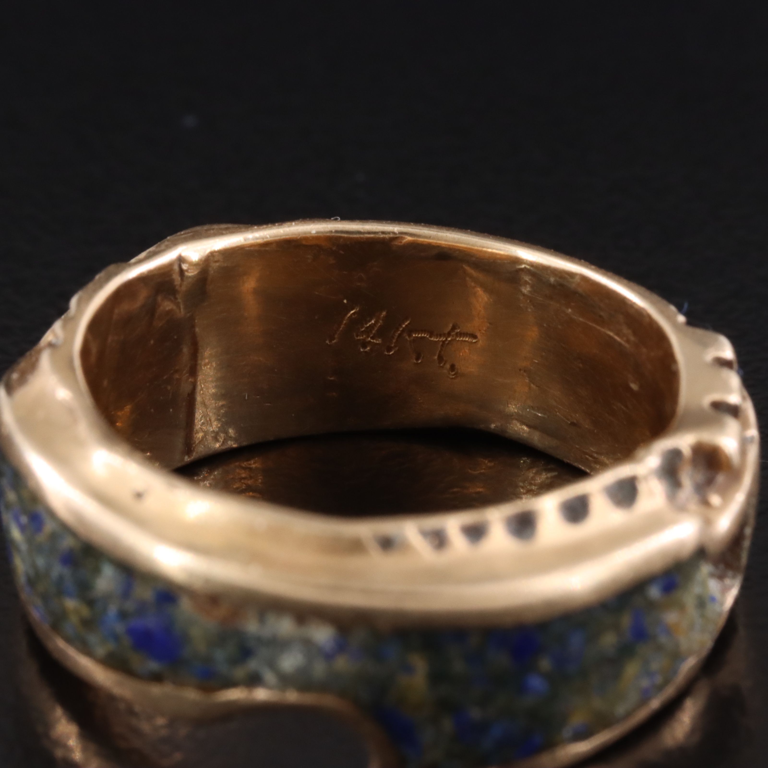 14K Chip Stone Inlay Ring