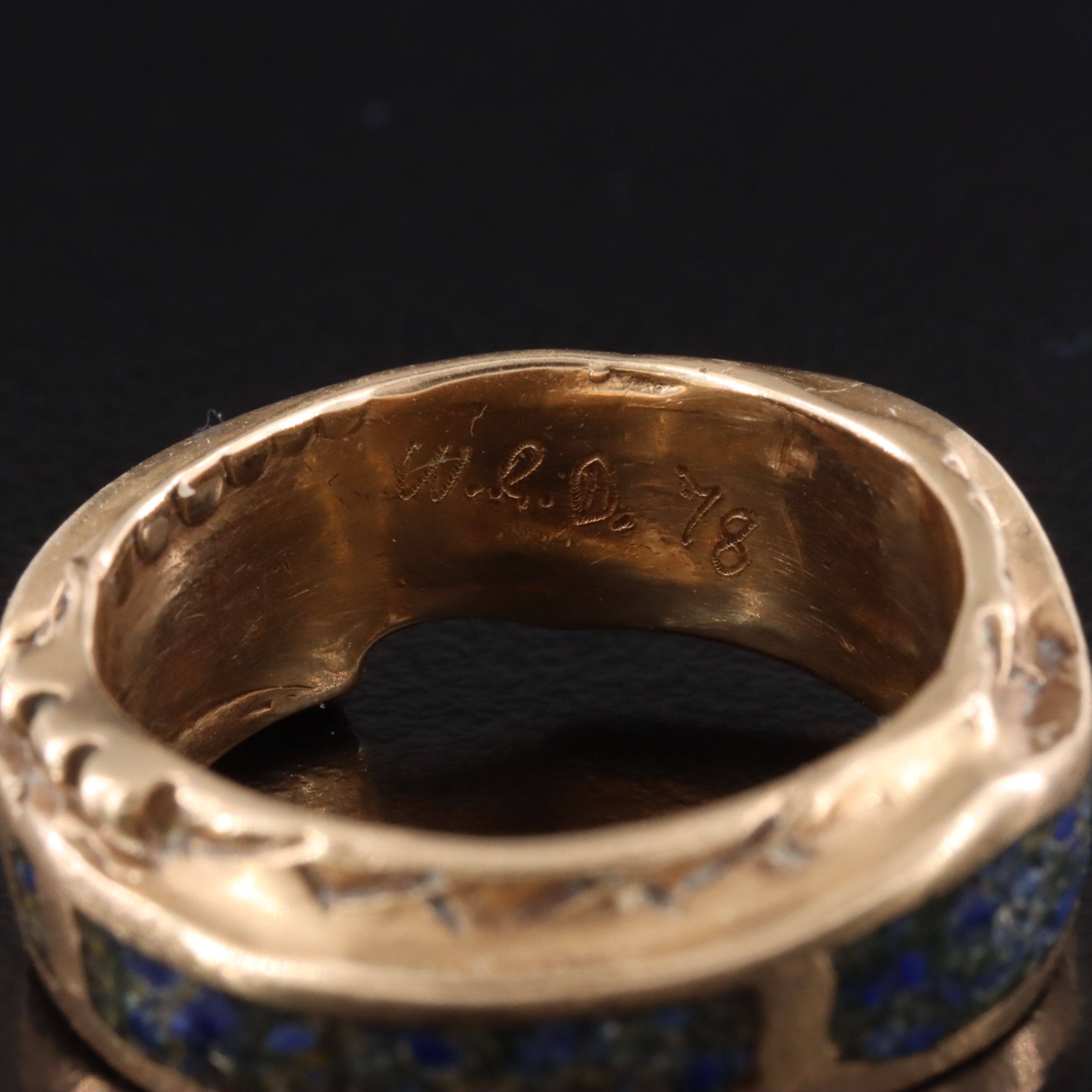 14K Chip Stone Inlay Ring