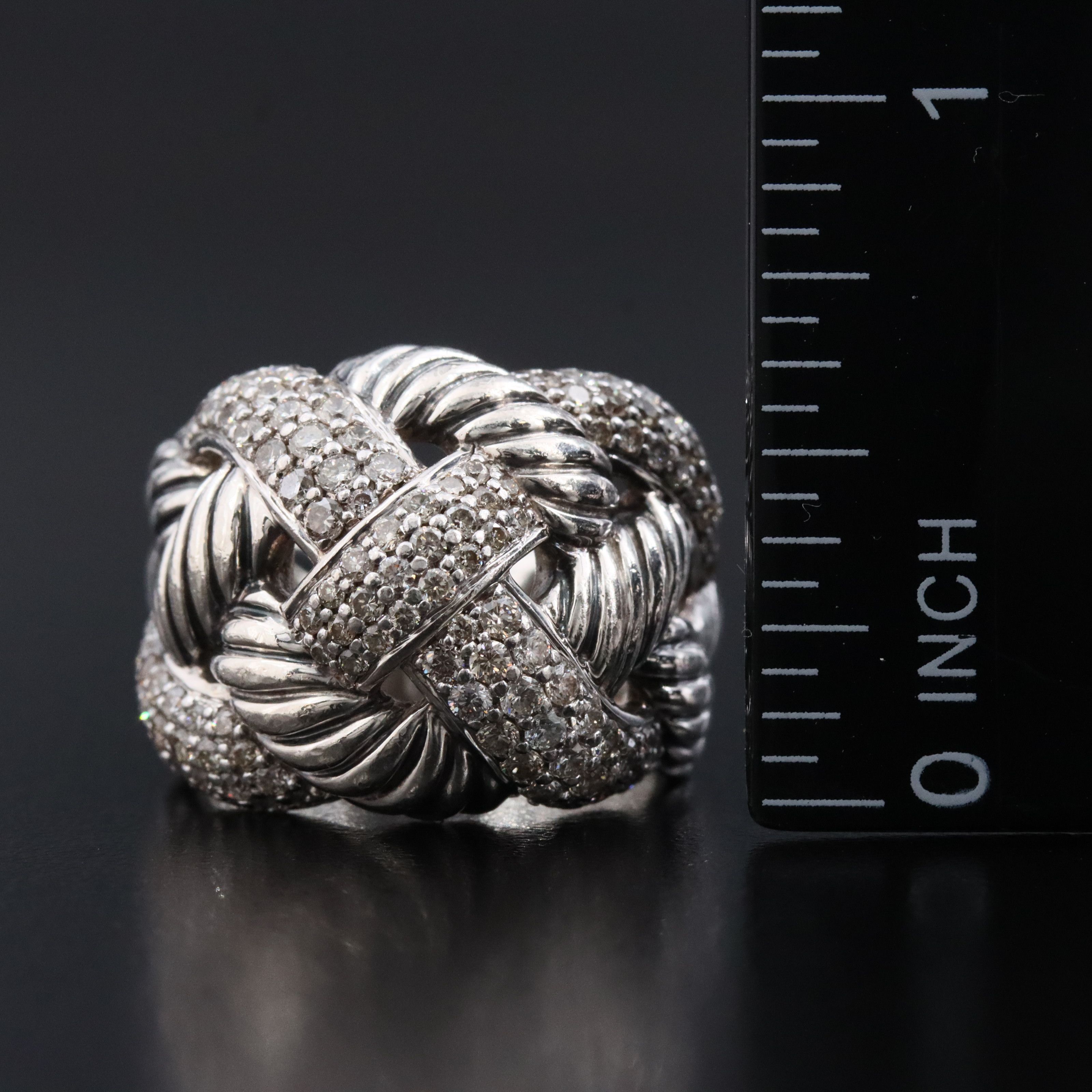 David Yurman Sterling and 1.26 CTW Diamond Woven Cable Ring