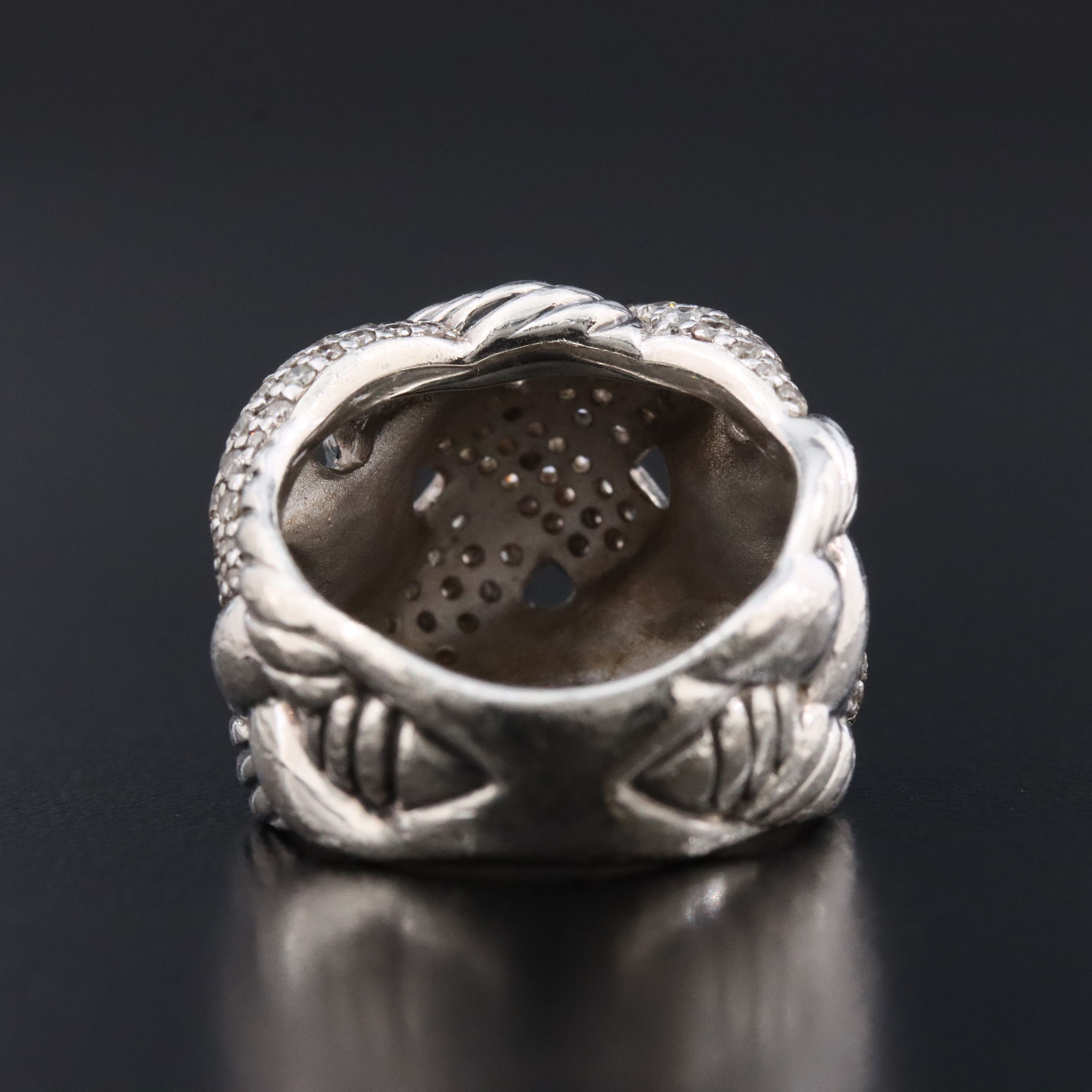 David Yurman Sterling and 1.26 CTW Diamond Woven Cable Ring