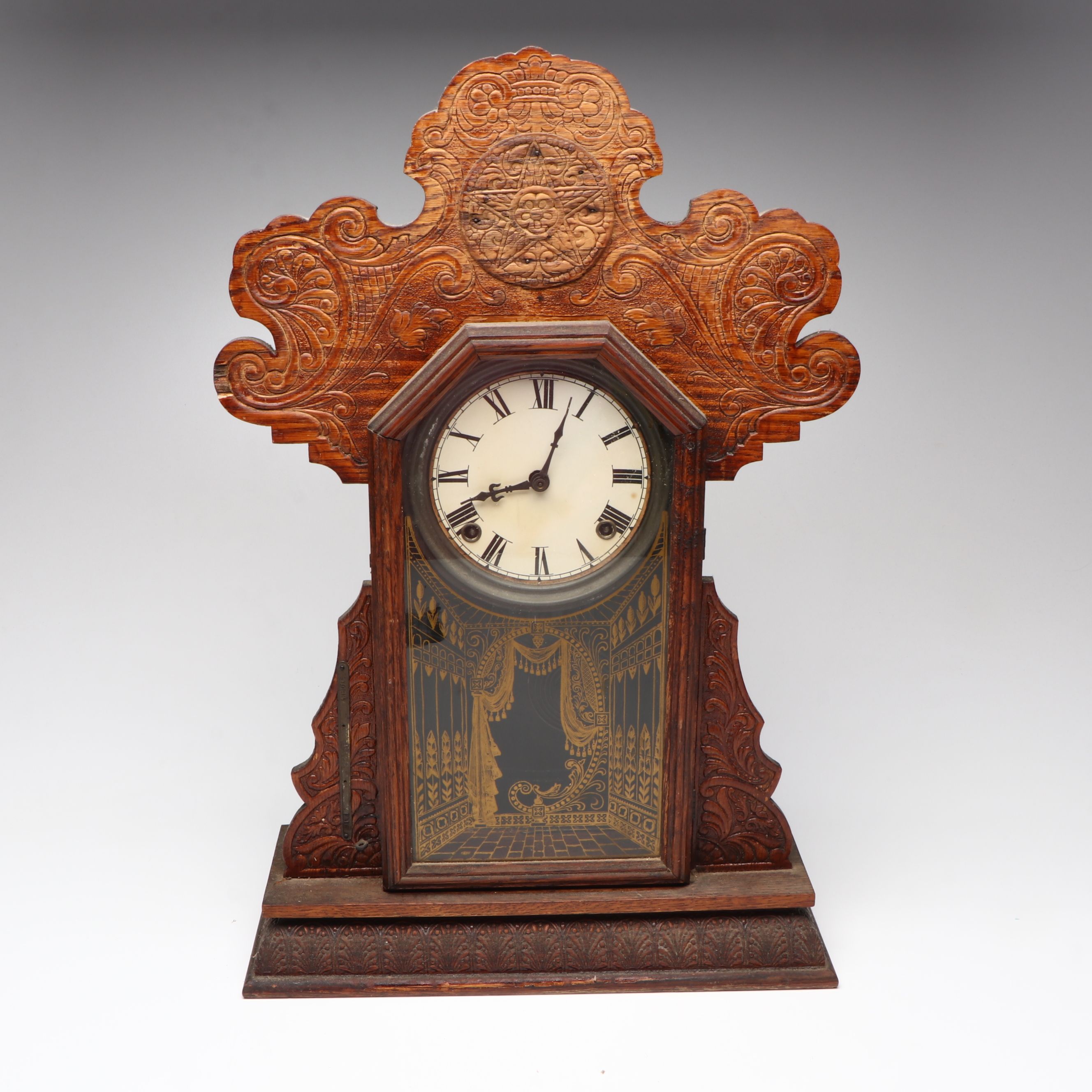 E. Ingraham Gingerbread Parlor Clock, Late 19th/Early 20th Century