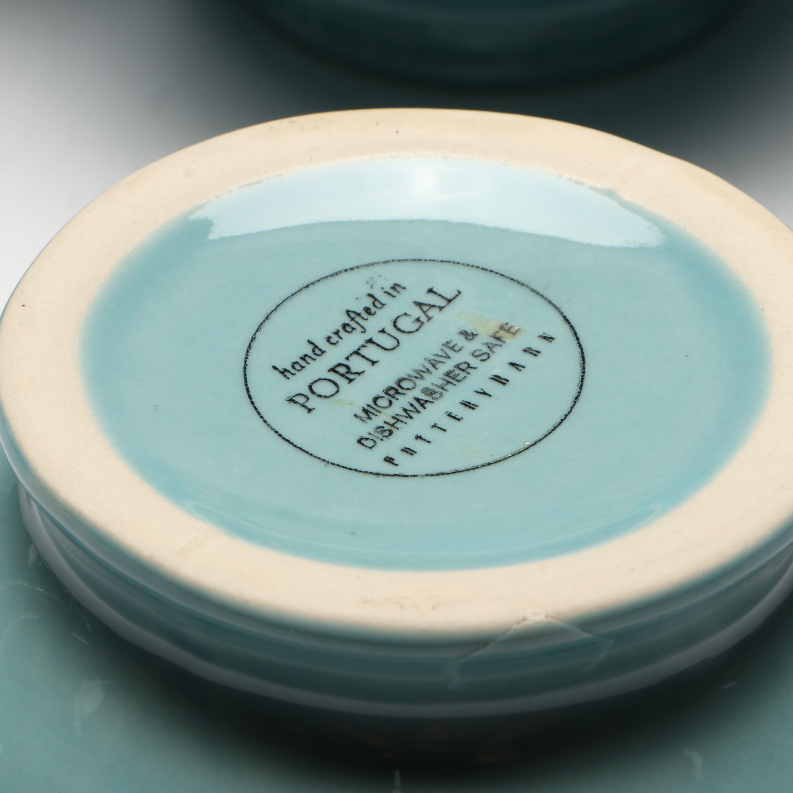 Schramberg German Art Nouveau Majolica Water Lily Plates with Pottery Barn Bowls