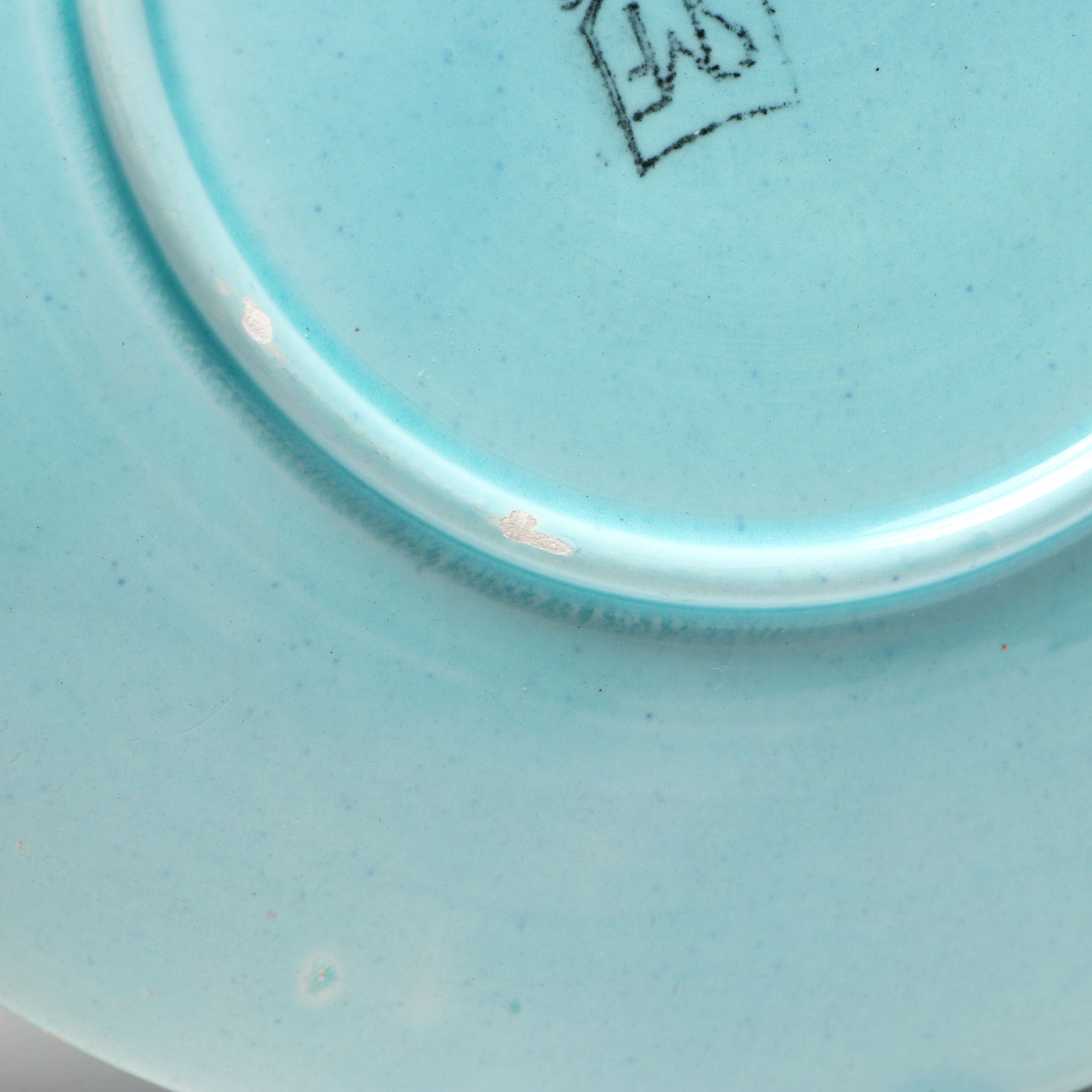 Schramberg German Art Nouveau Majolica Water Lily Plates with Pottery Barn Bowls