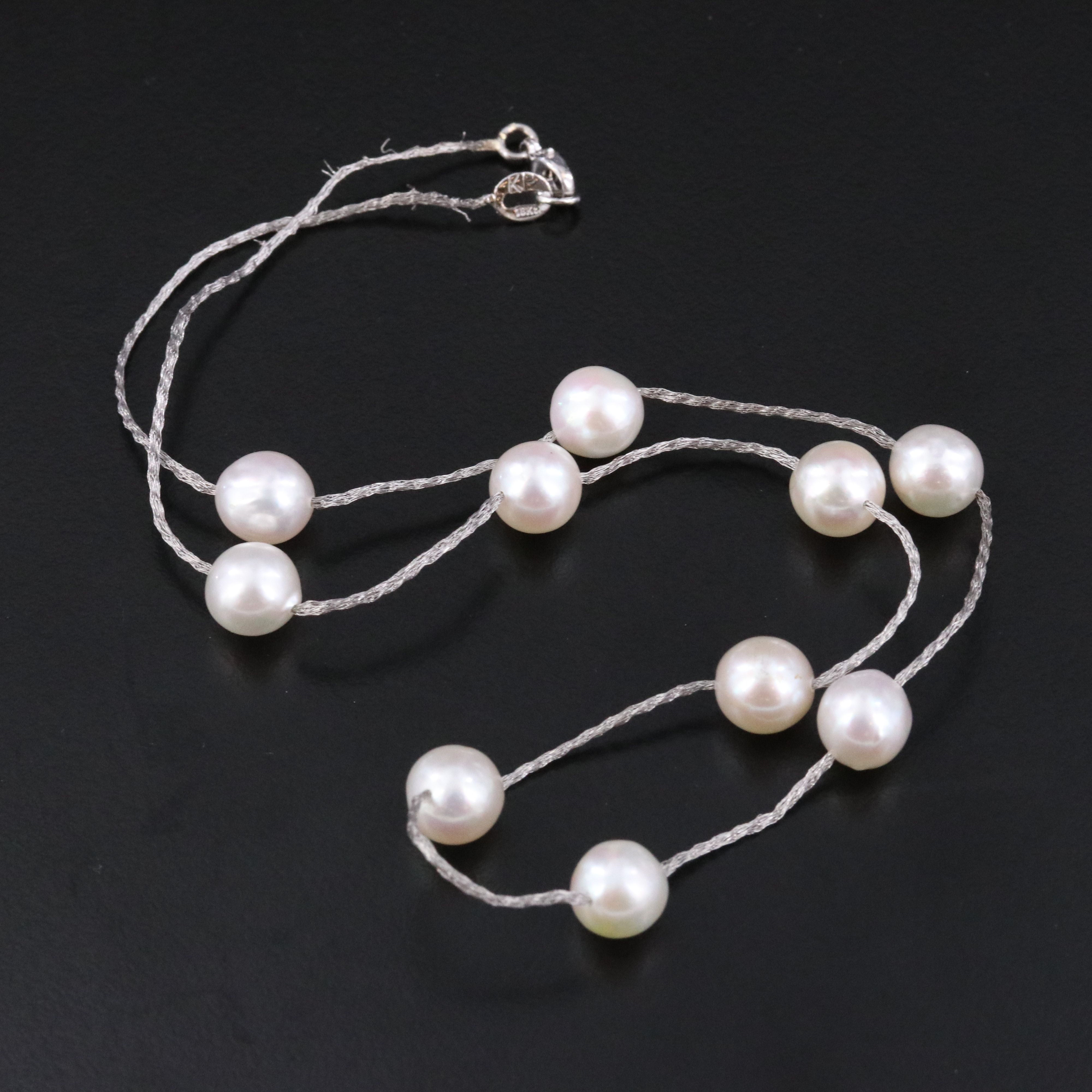 18K Pearl Station Necklace