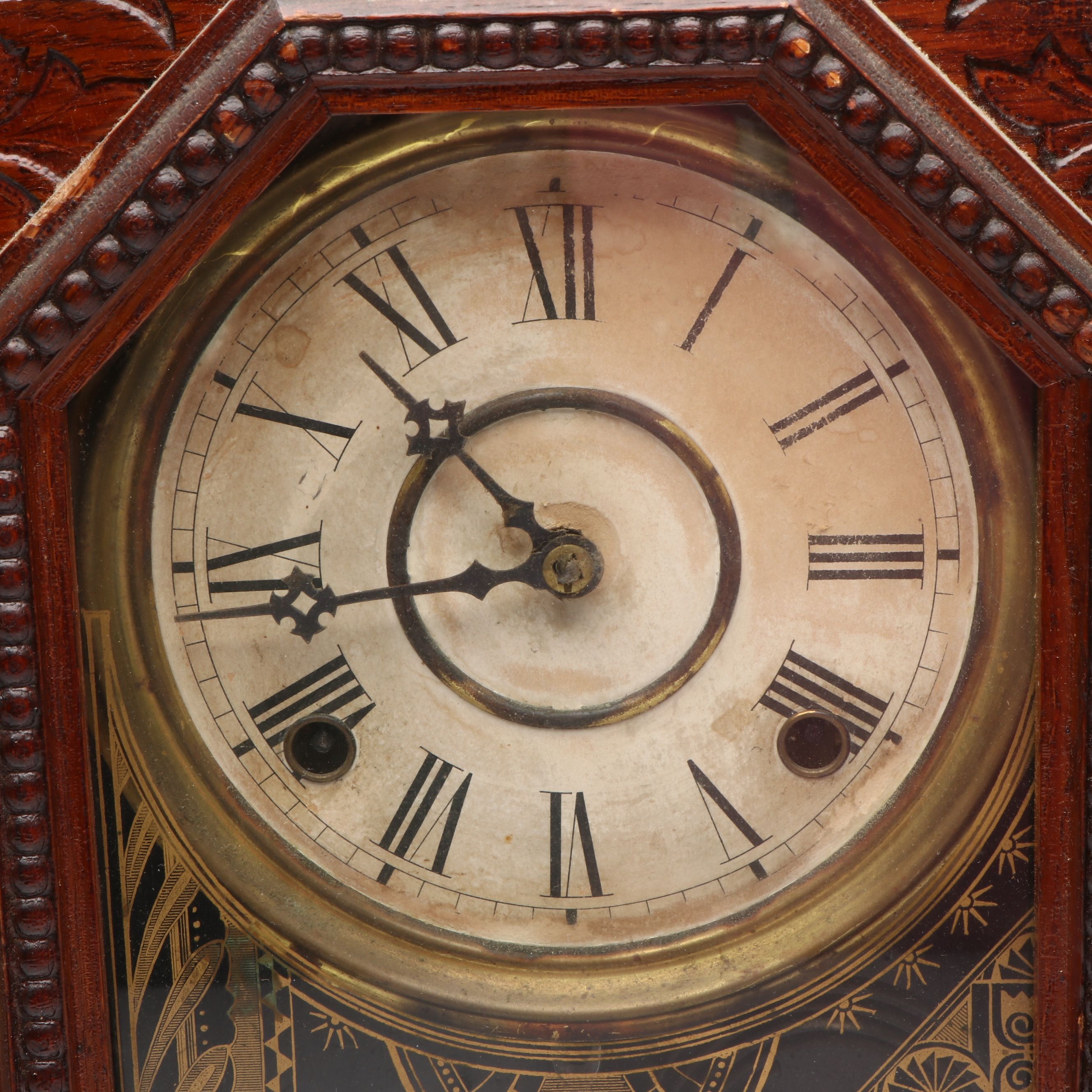 Wm. L. Gilbert "Geranium" Gingerbread Parlor Clock, Early 20th Century