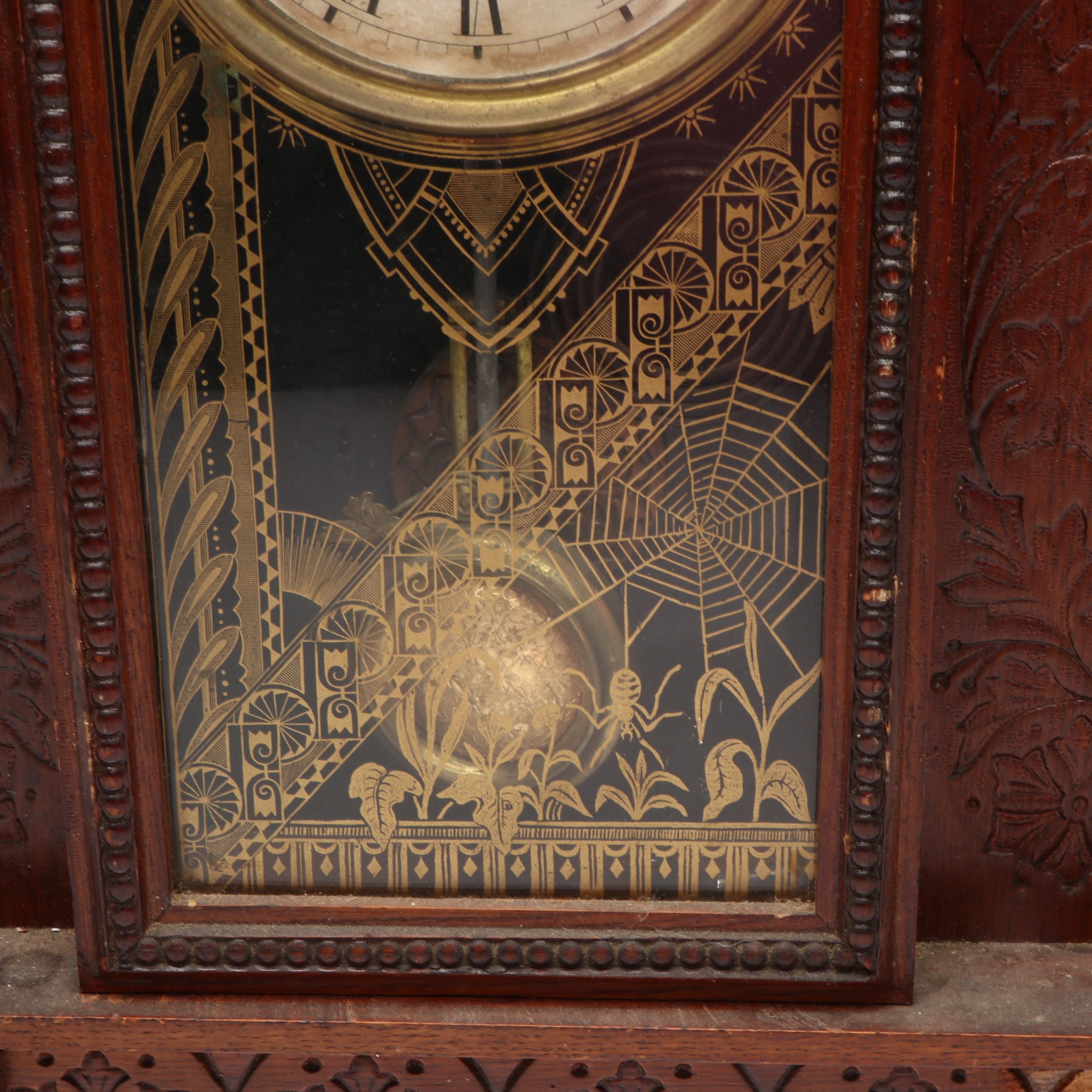 Wm. L. Gilbert "Geranium" Gingerbread Parlor Clock, Early 20th Century