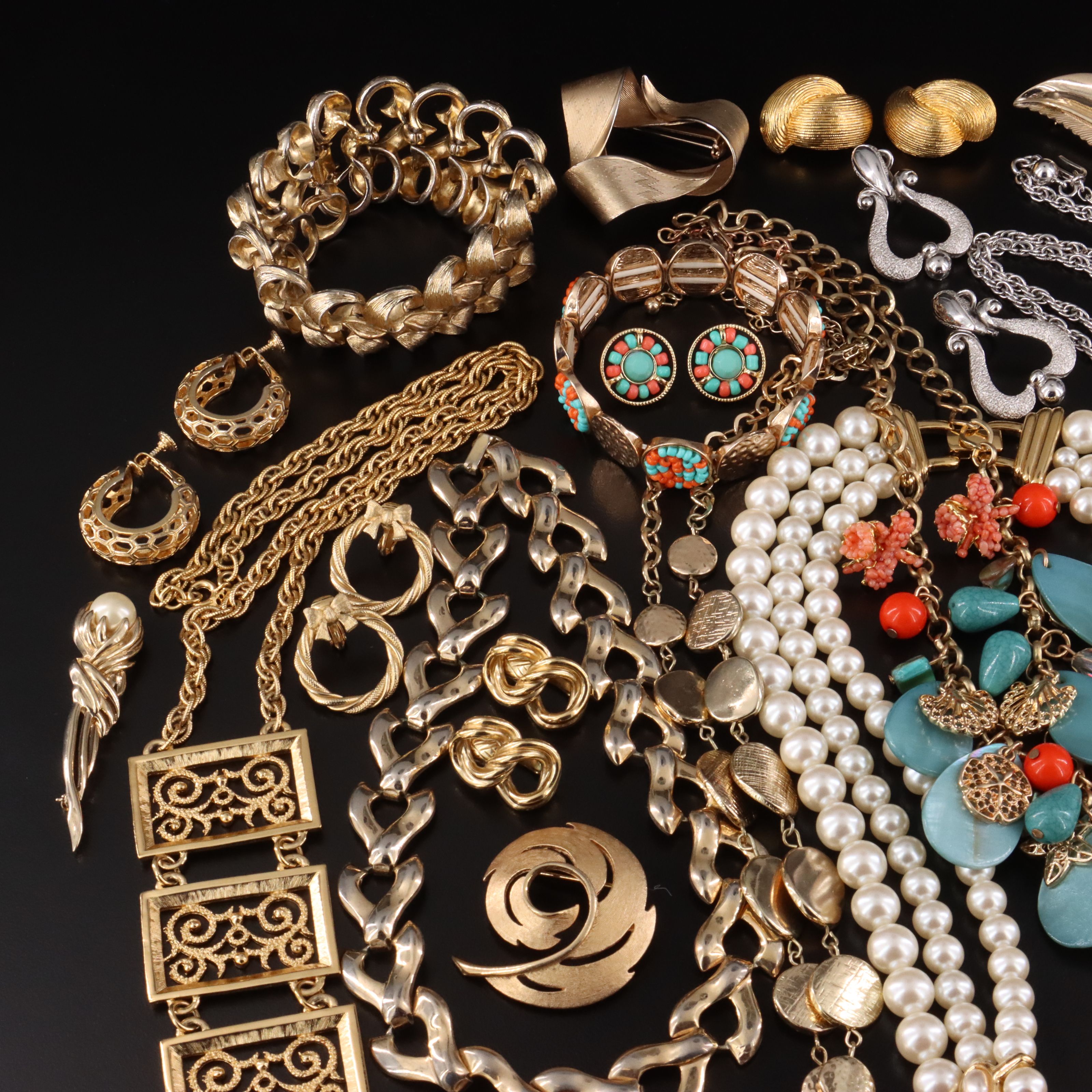 Vintage Jewelry Collection Featuring Mother-of-Pearl and Faux Pearls