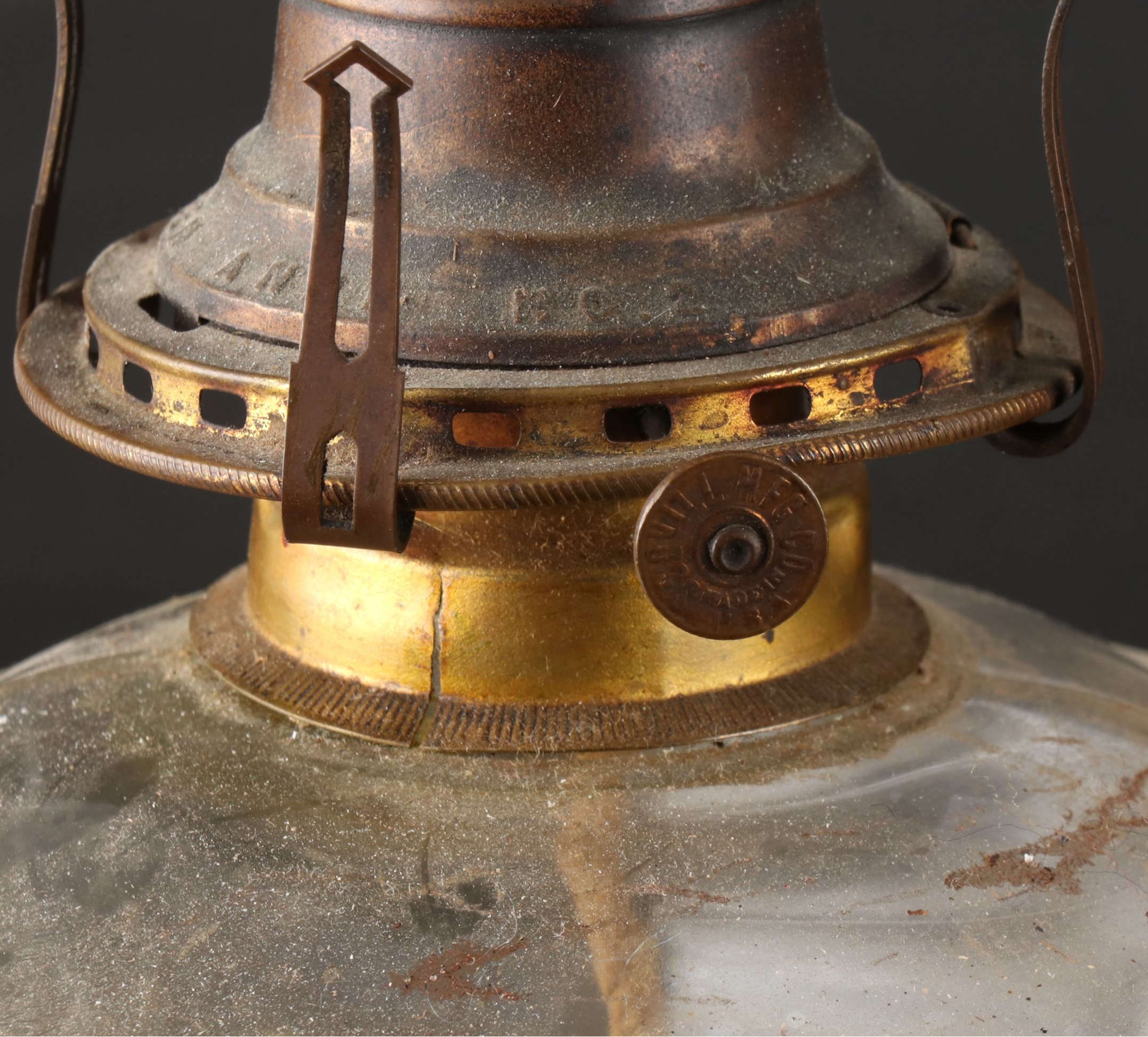 Ruby Spiral Pressed Glass and Eight-Panel Clear Pressed Glass Oil Lamps