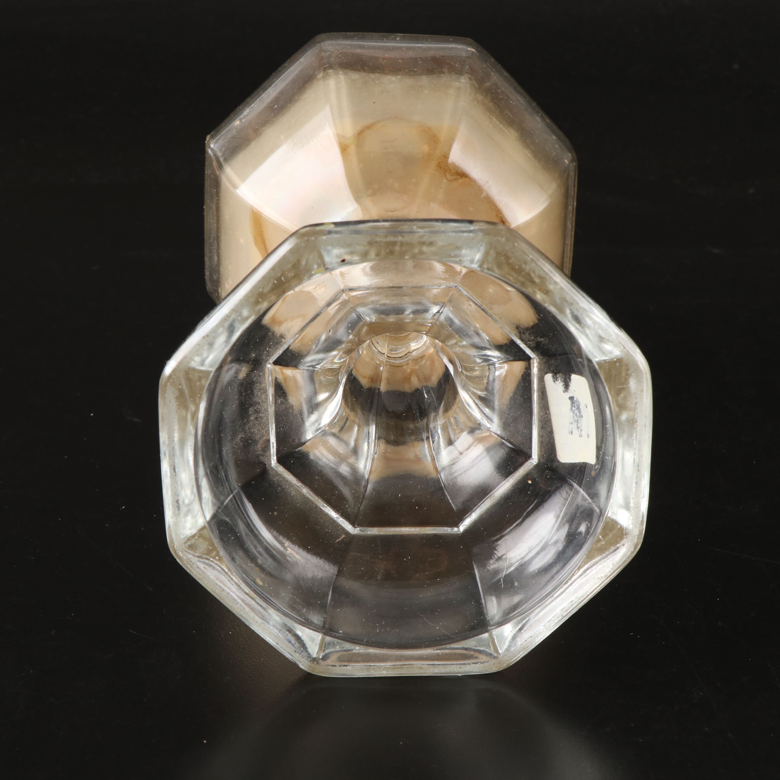 Ruby Spiral Pressed Glass and Eight-Panel Clear Pressed Glass Oil Lamps