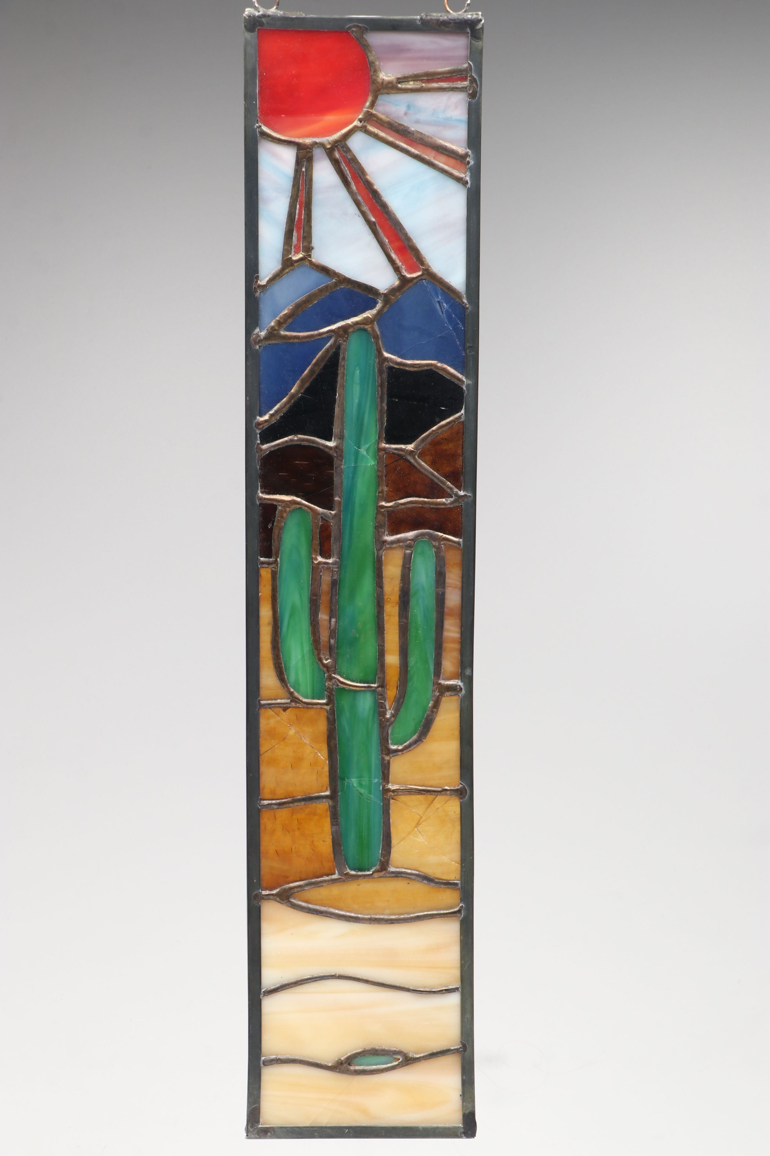Southwestern Cactus Stained Glass Hanging Panel