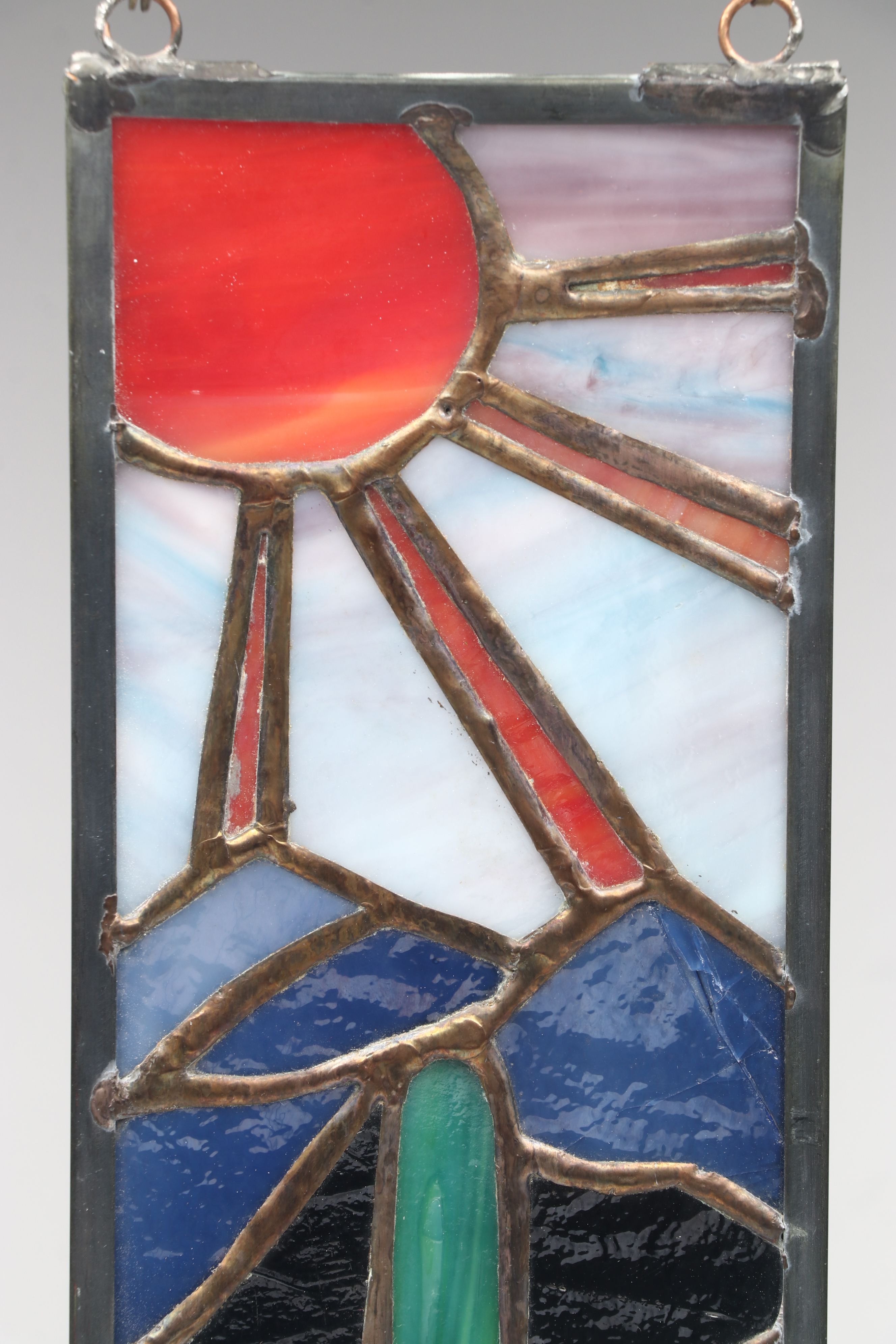 Southwestern Cactus Stained Glass Hanging Panel