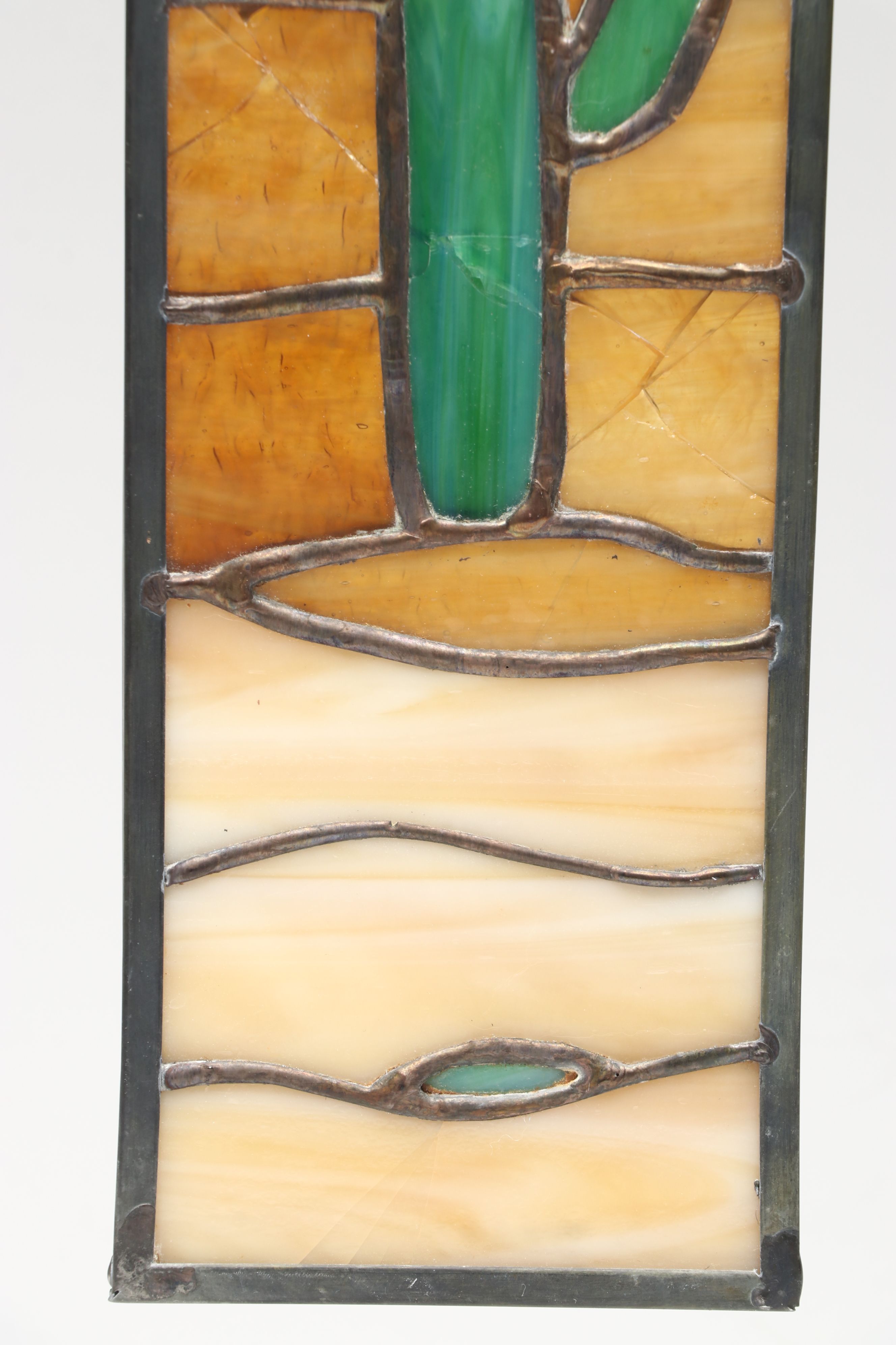Southwestern Cactus Stained Glass Hanging Panel