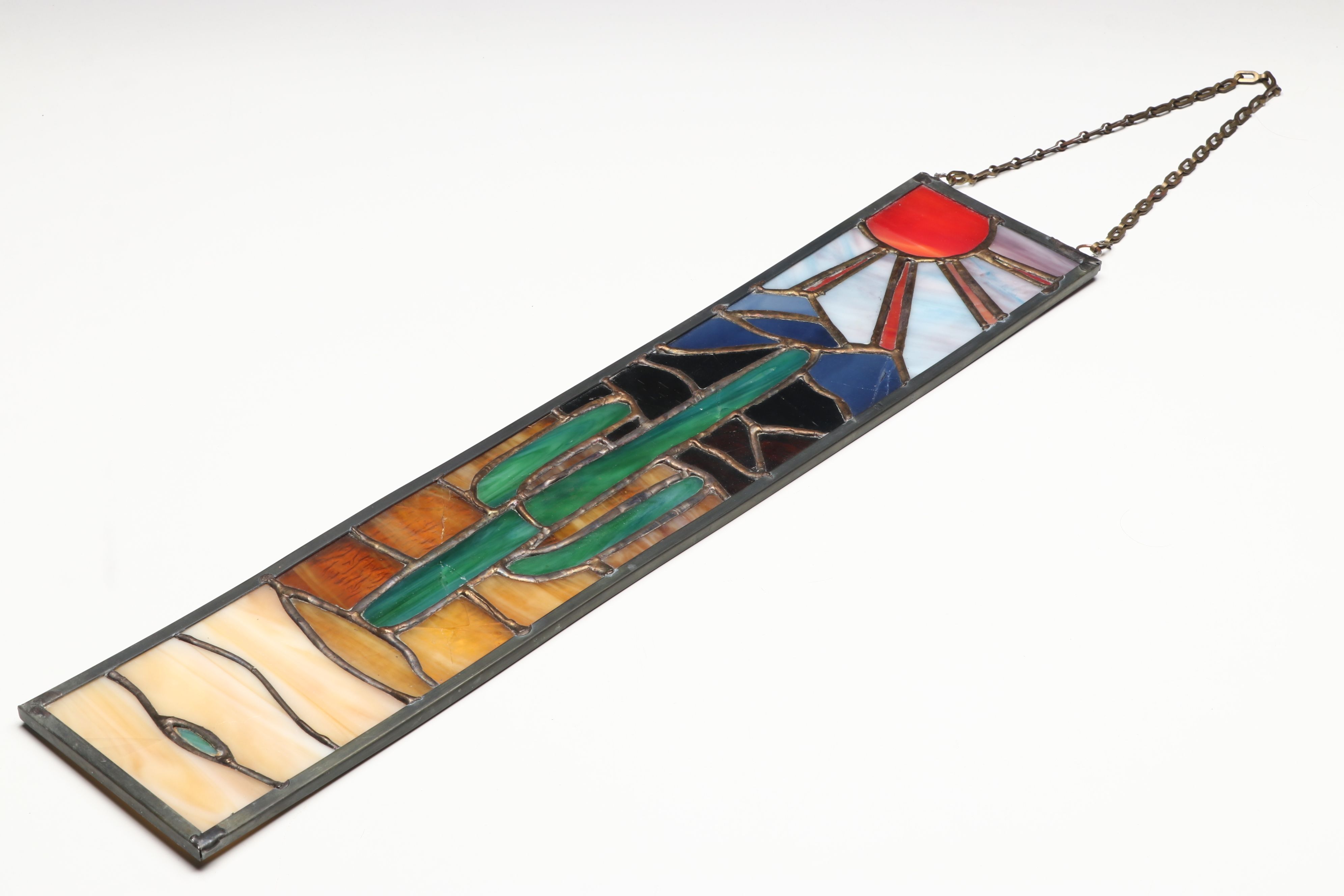 Southwestern Cactus Stained Glass Hanging Panel