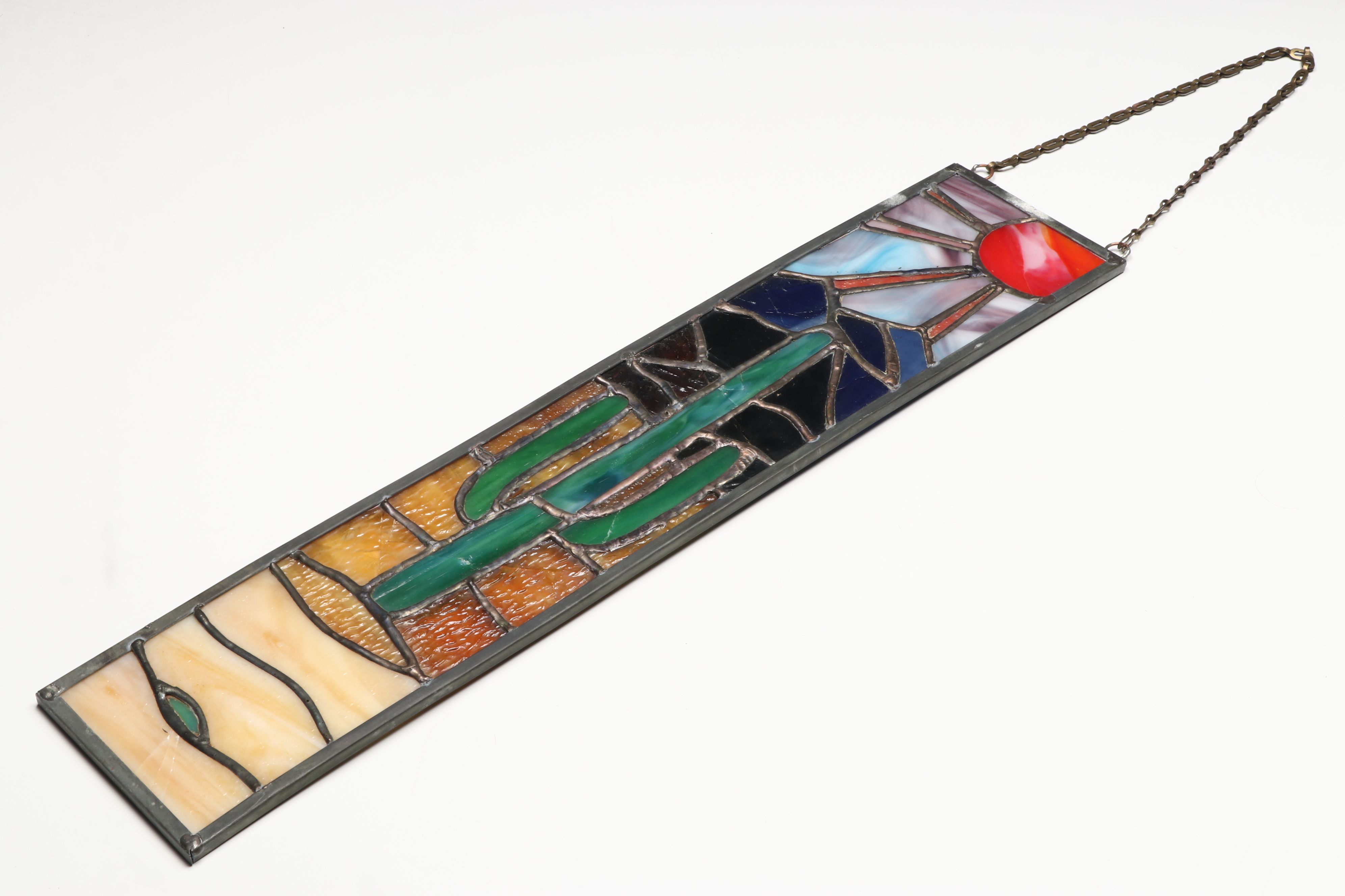 Southwestern Cactus Stained Glass Hanging Panel