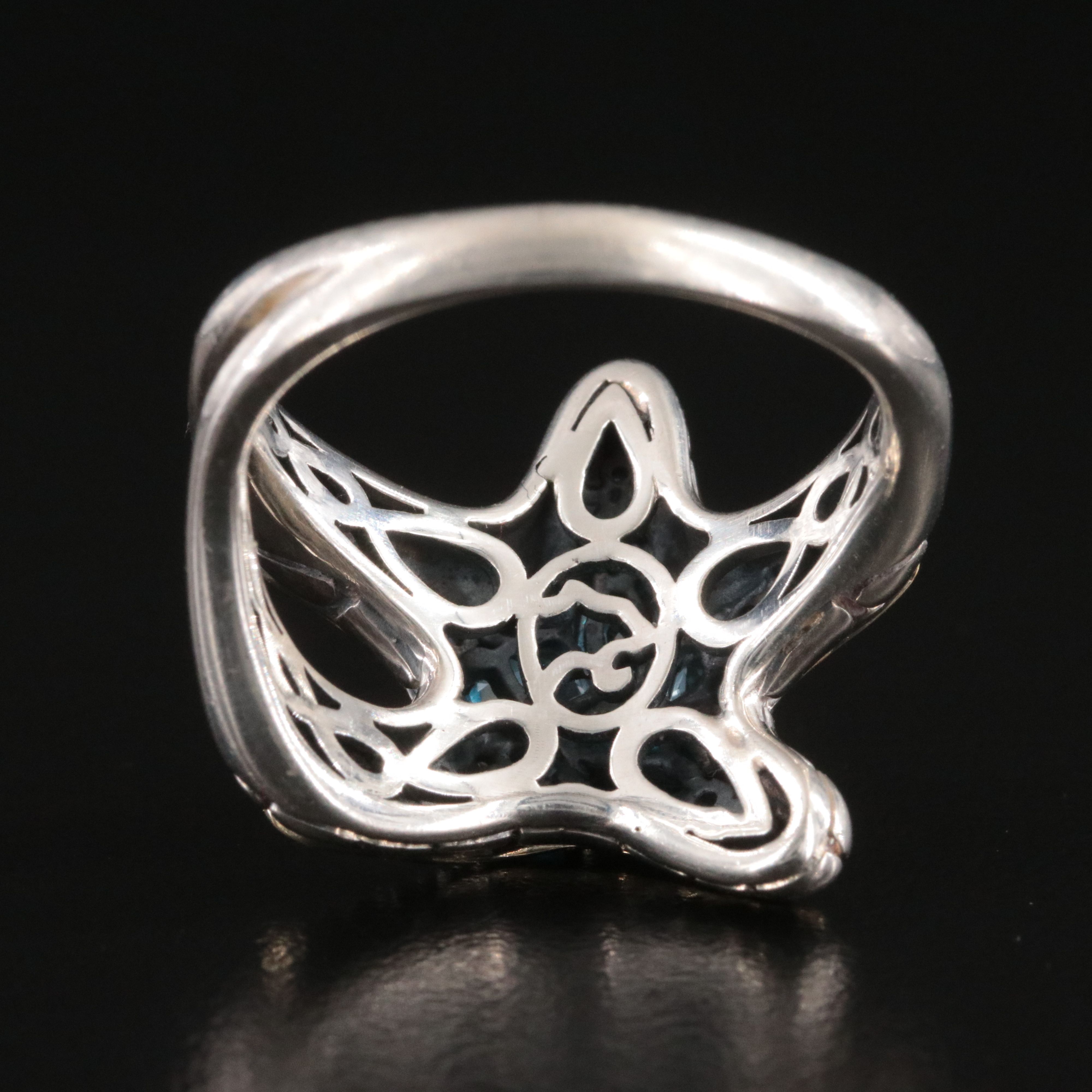 Effy Sterling Blue Topaz and Sapphire Starfish Ring with 18K Accents