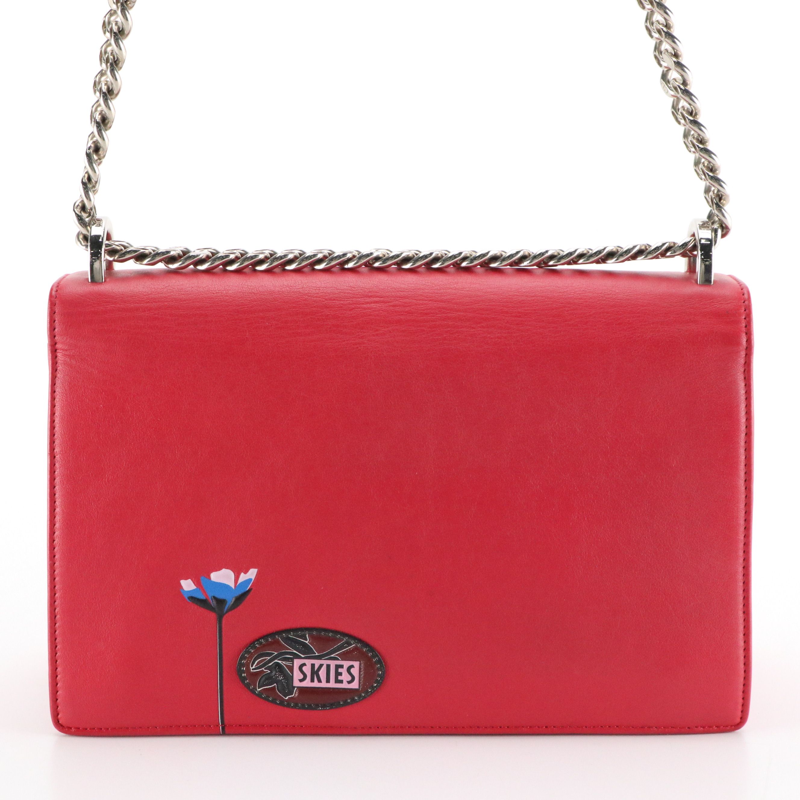 Christian Dior Paradise Diorama Flap Bag in Raspberry Red Calfskin Leather