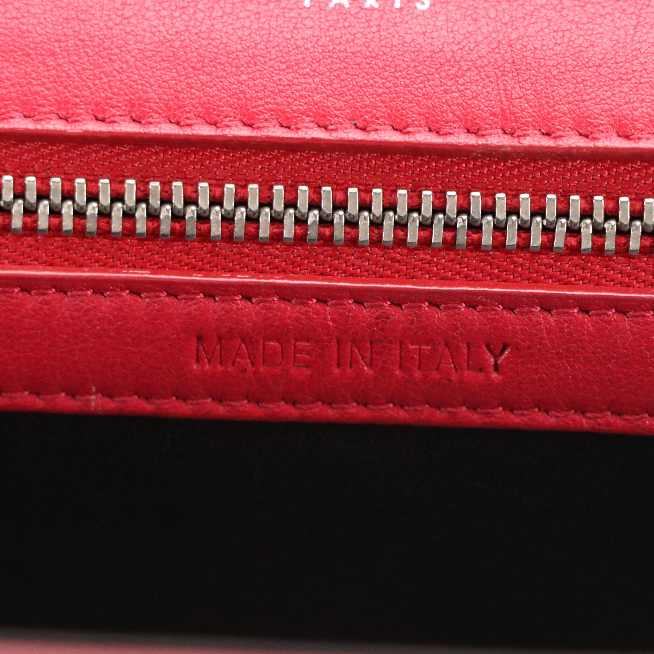 Christian Dior Paradise Diorama Flap Bag in Raspberry Red Calfskin Leather