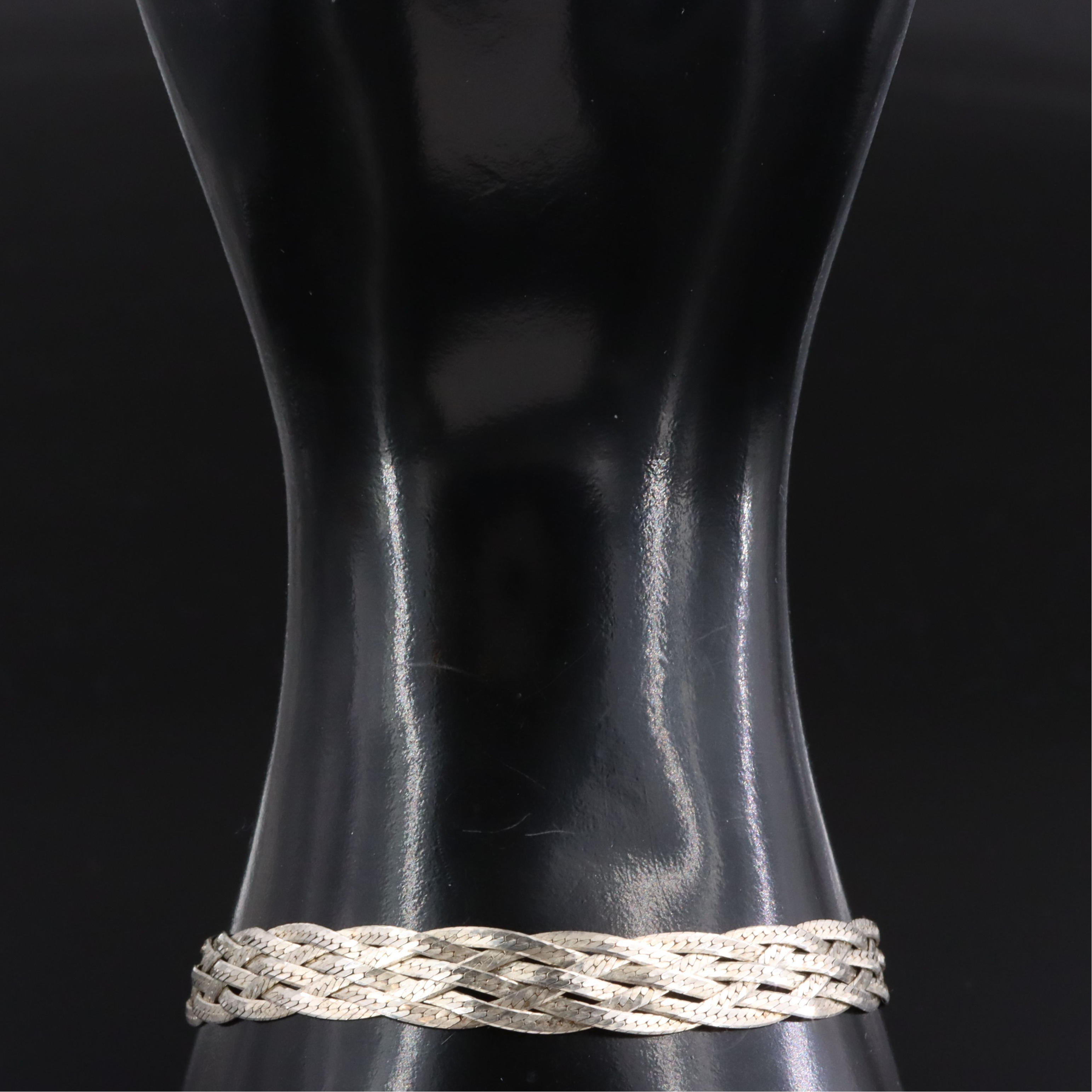 Milor Italian Sterling Braided Herringbone Chain Bracelet
