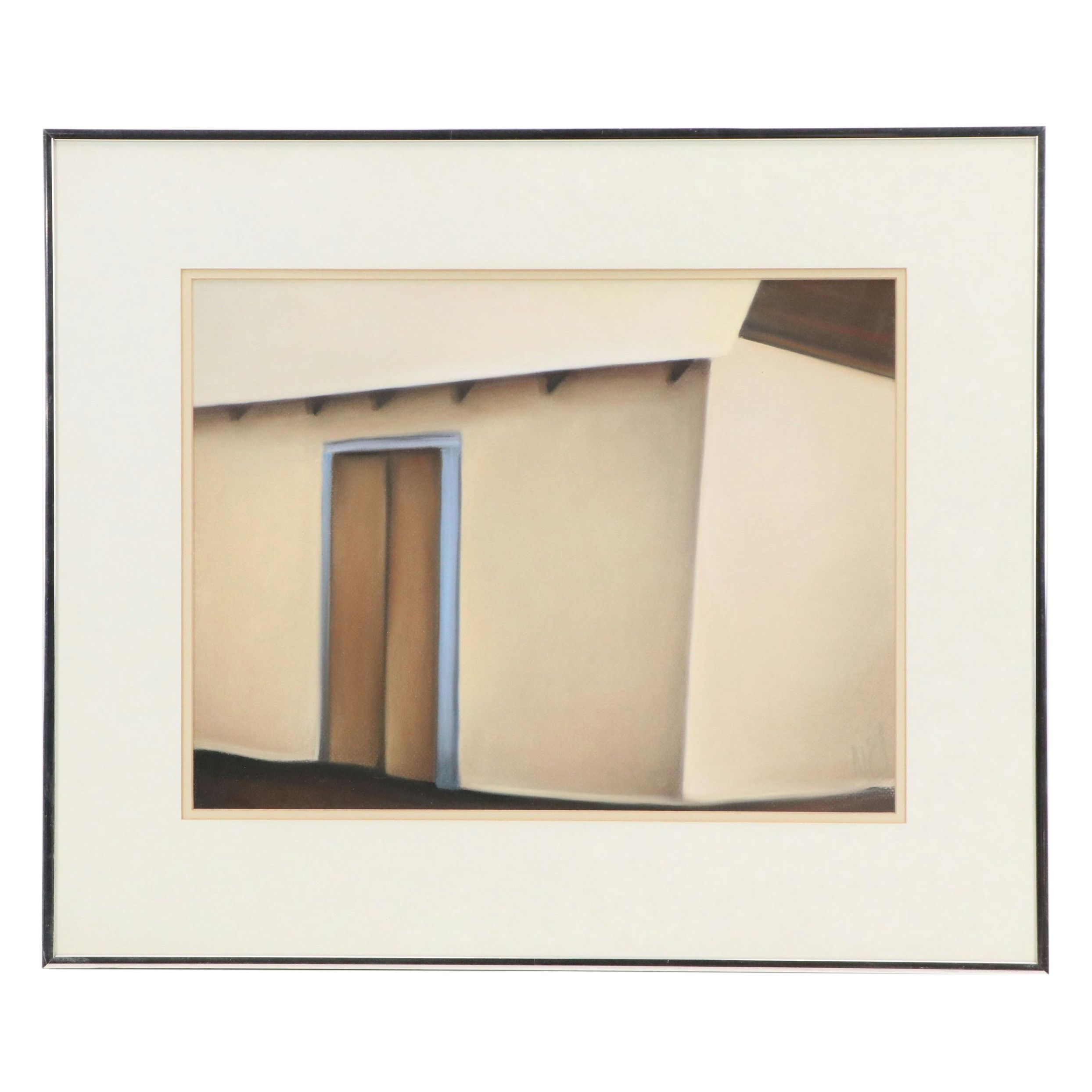 Margaret Nes Pastel Drawing "Blue Doorway II," 1985