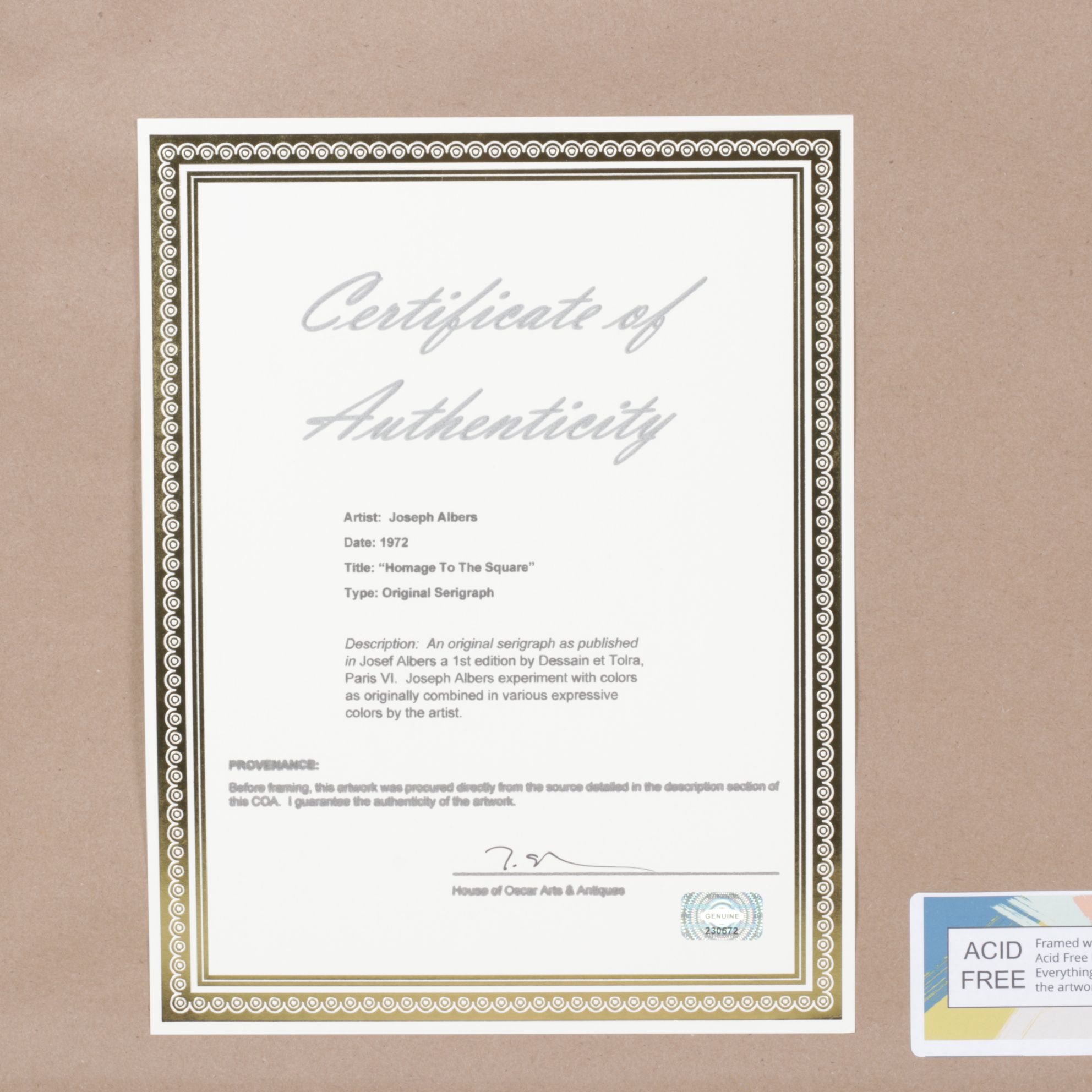 Serigraph Design After Josef Albers From the "Homage to the Square" Series, 1972