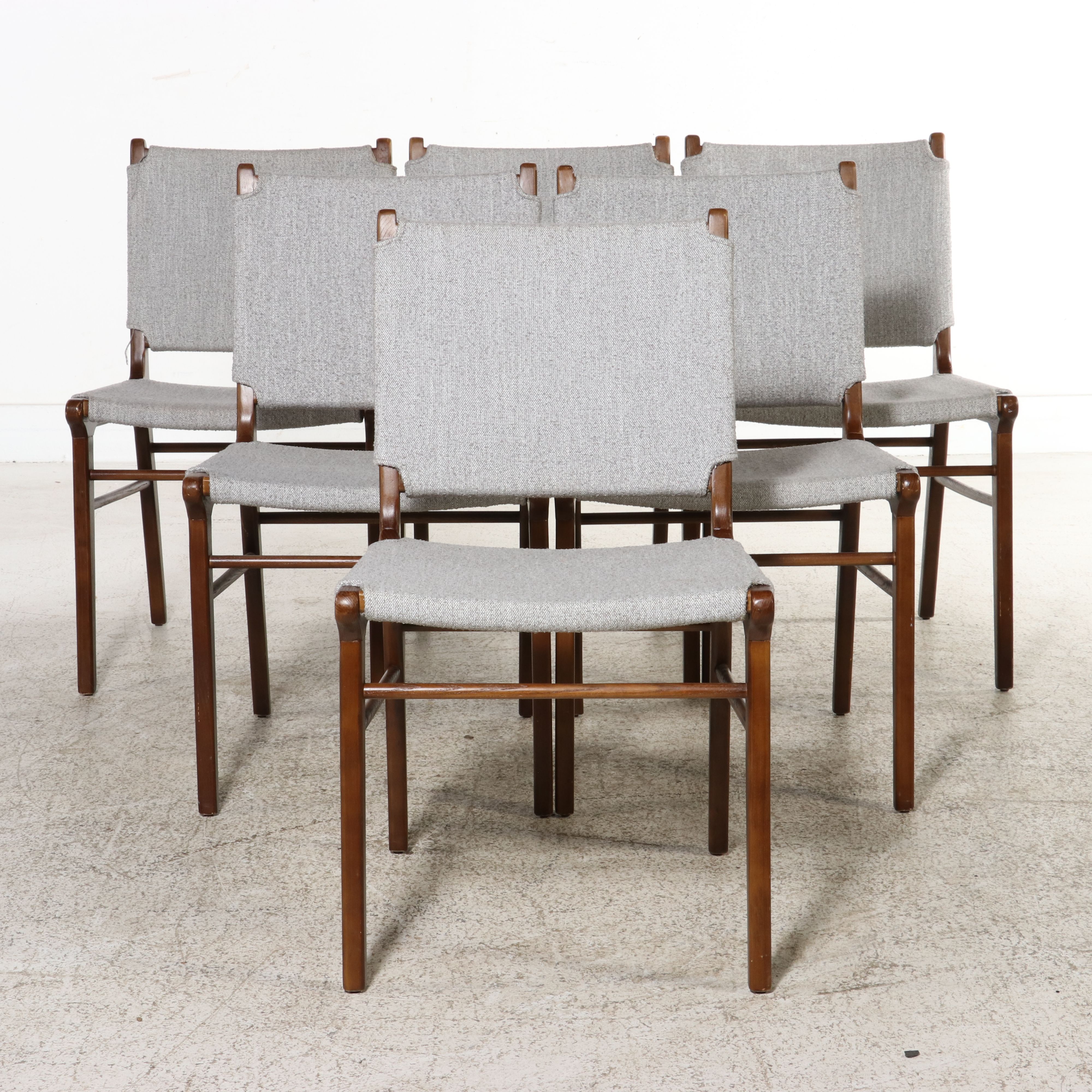 Set of Six Mid Century Modern Style Teak Dining Chairs
