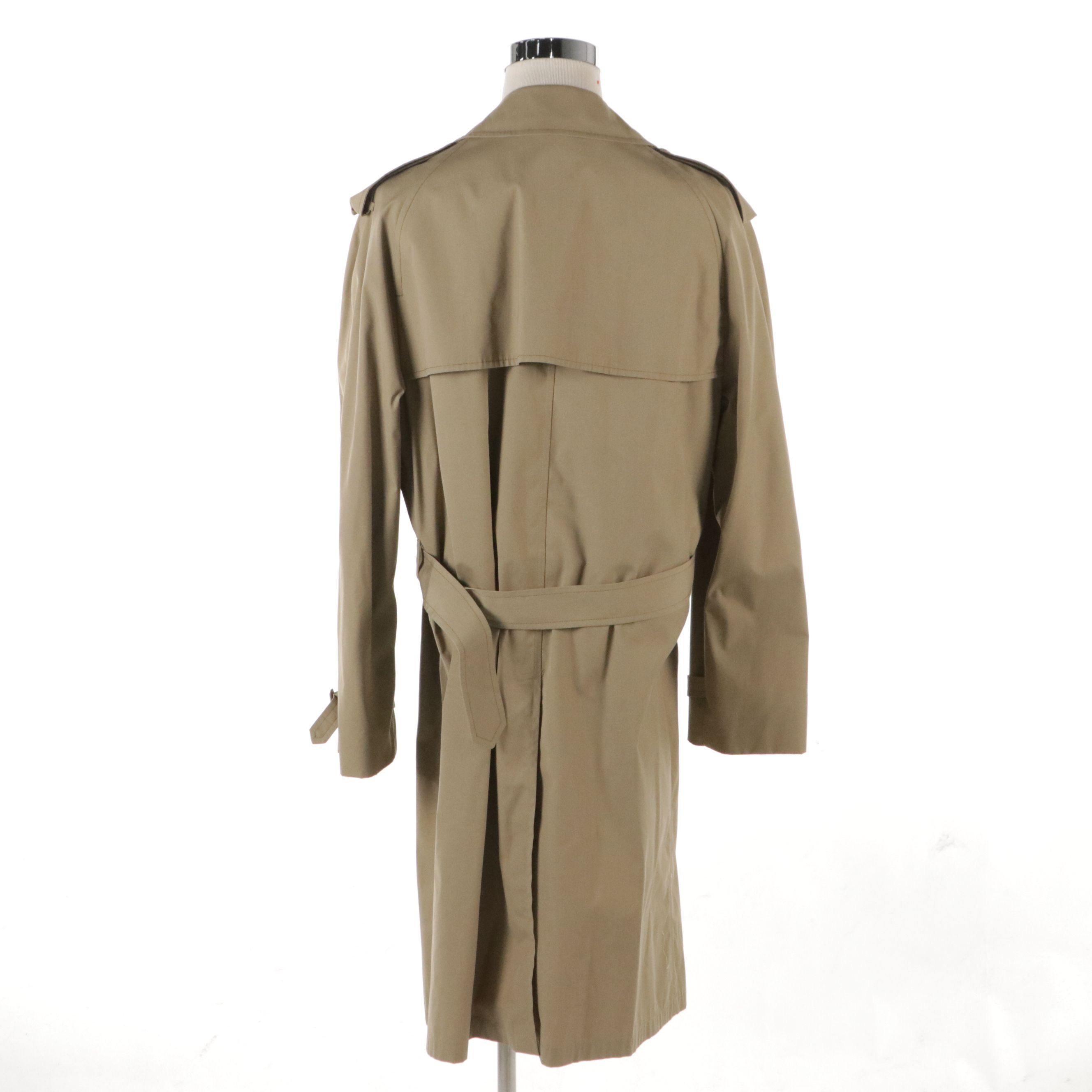 London Fog by Greenwood Double-Breasted Trench Coat in Khaki Polyester Blend