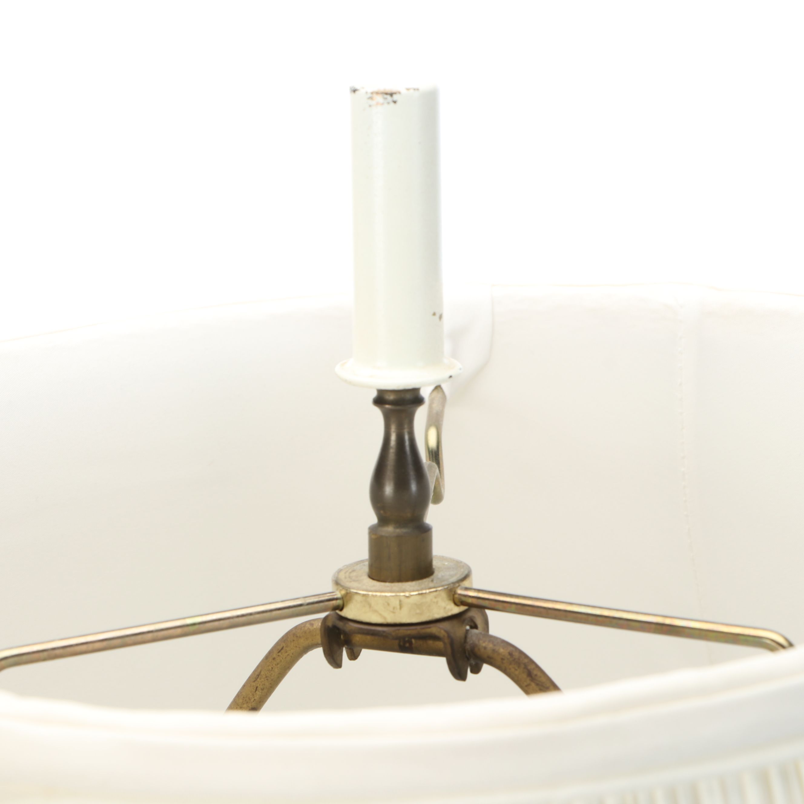 Hand-Painted Floral Motif Ceramic Table Lamp with Shirred Cotton Shade