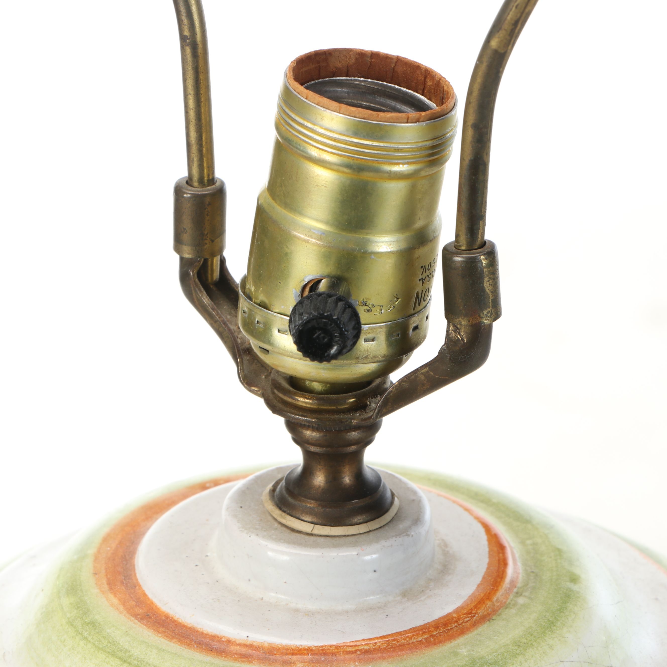 Hand-Painted Floral Motif Ceramic Table Lamp with Shirred Cotton Shade