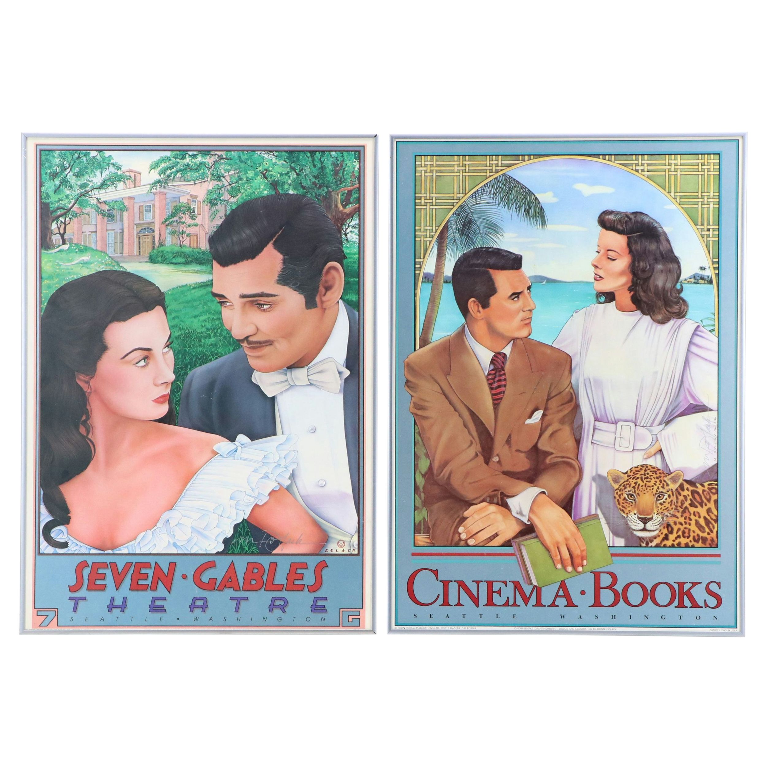 Monte Dolack Offset Lithographs For "Seven Gables" and "Cinema - Books," 1982