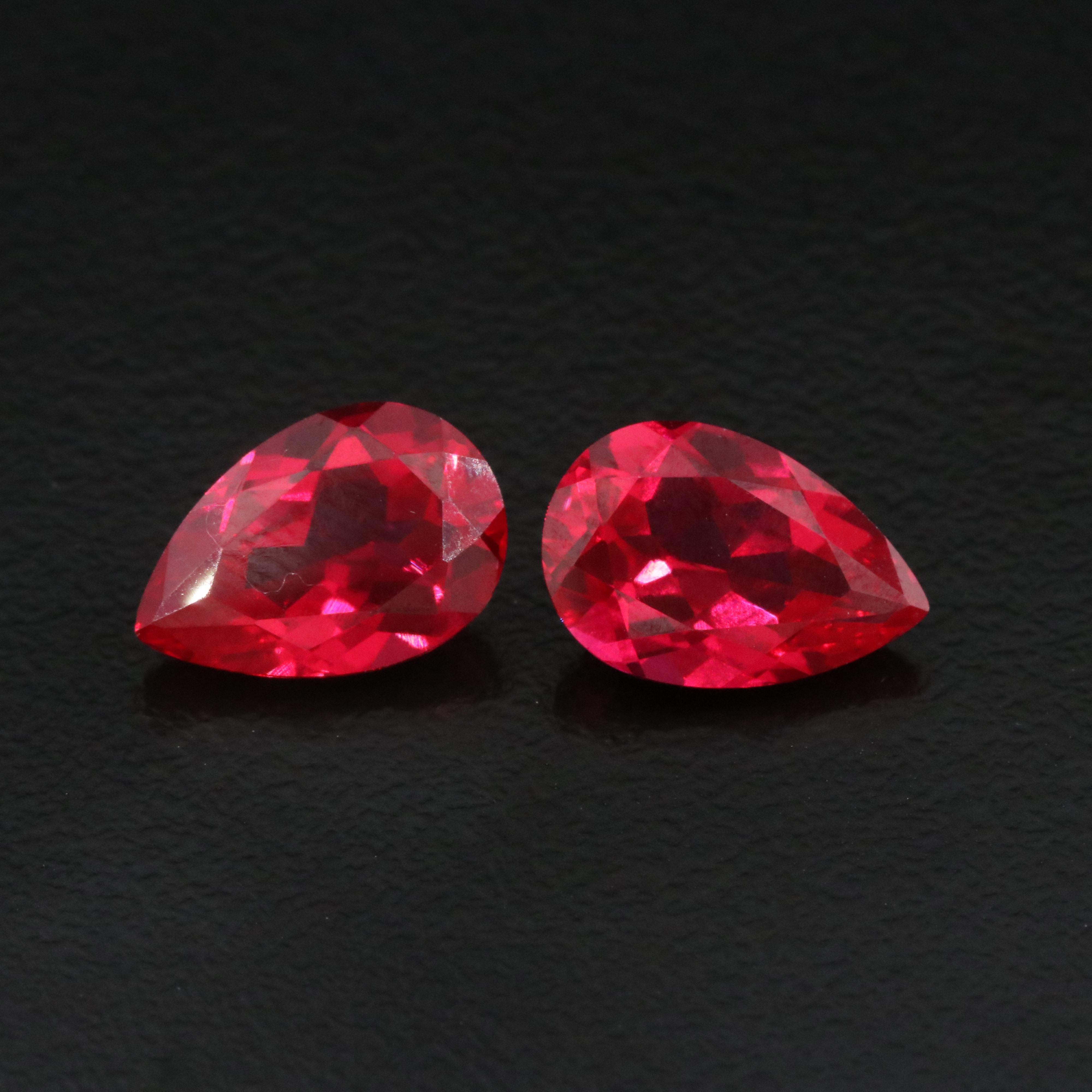 Loose 7.66 CTW Lab Grown Ruby Pair