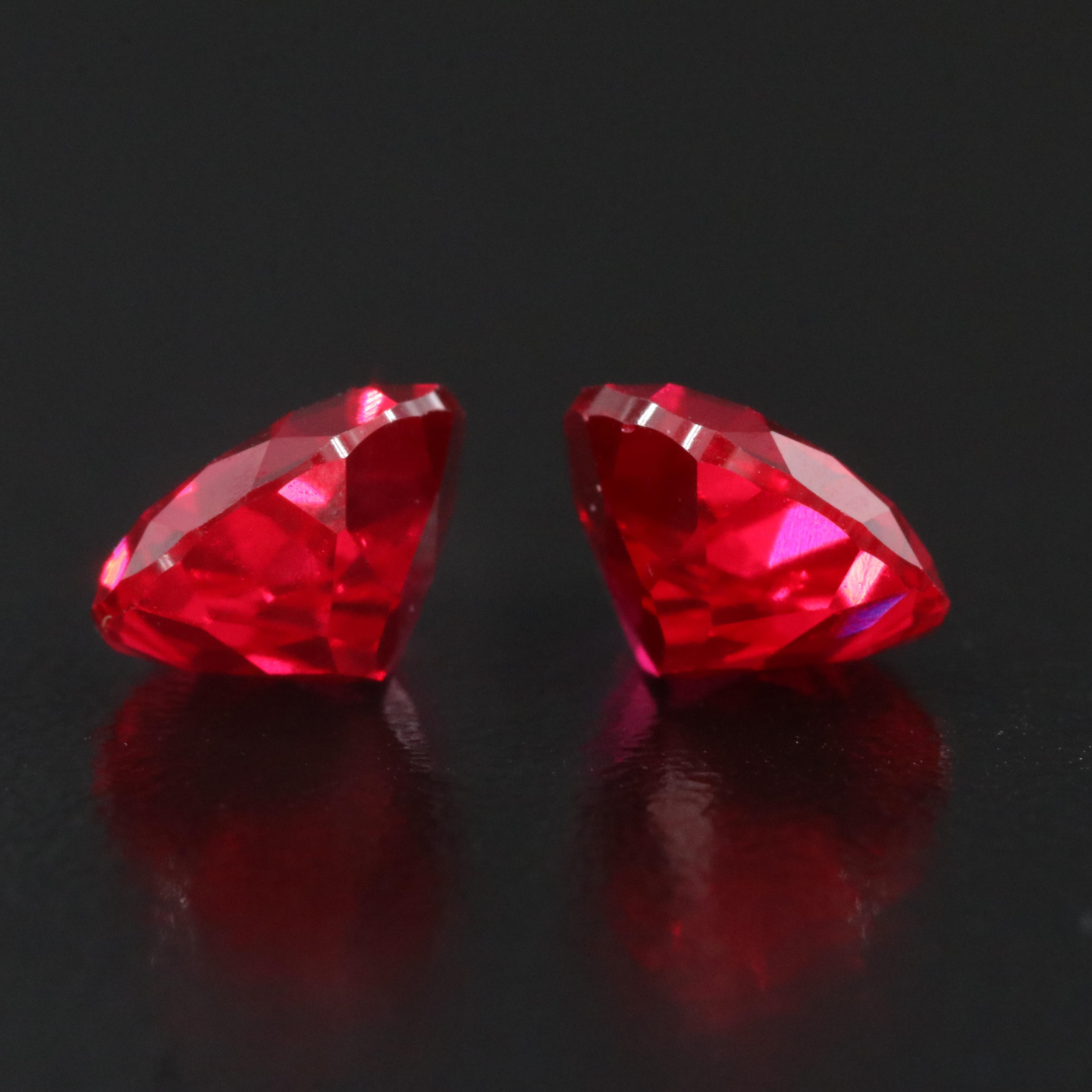 Loose 7.66 CTW Lab Grown Ruby Pair