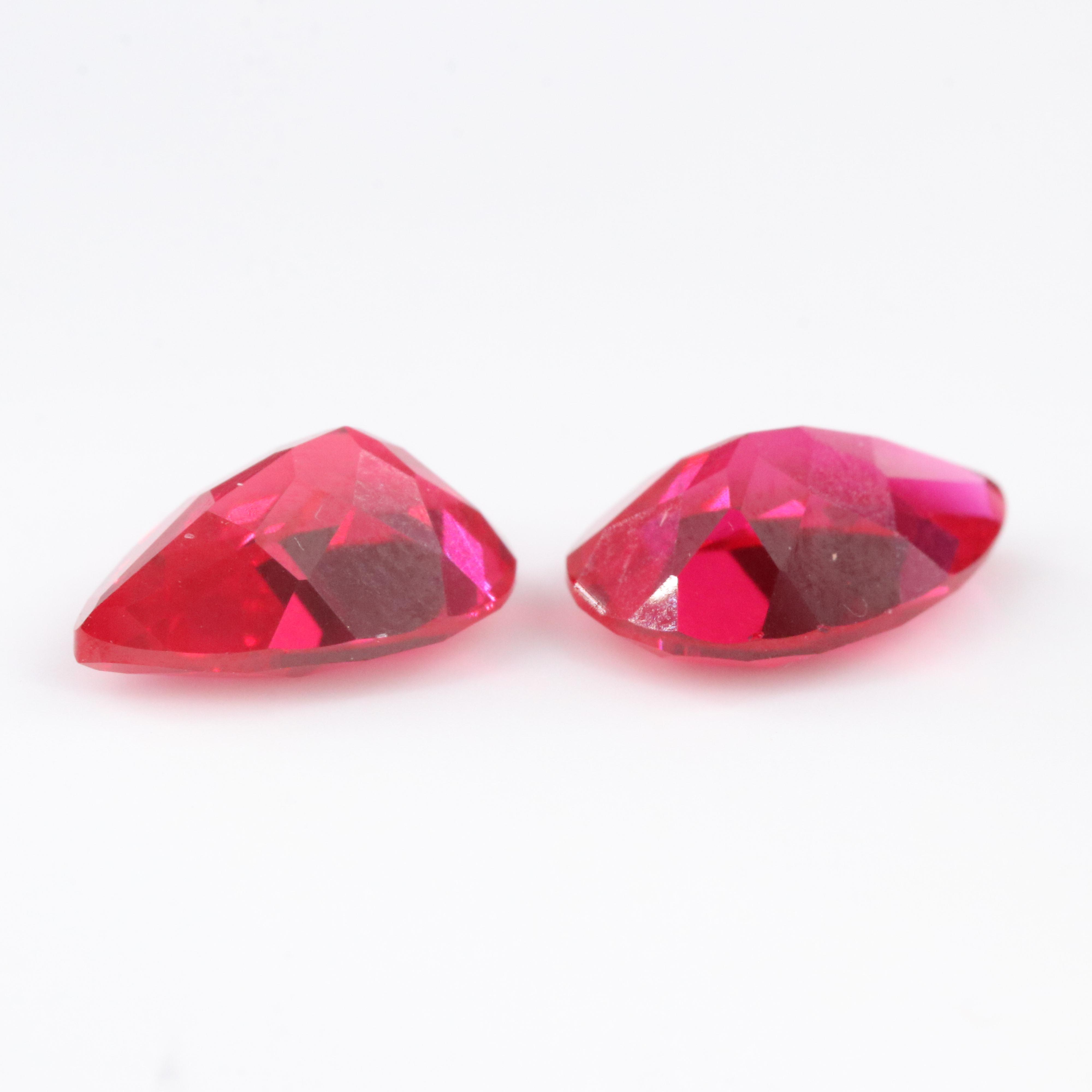Loose 7.66 CTW Lab Grown Ruby Pair
