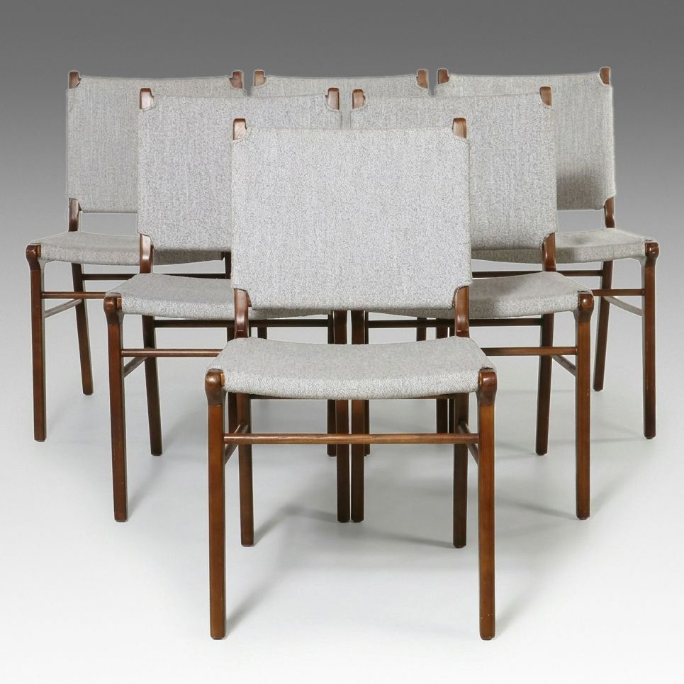 Set of Six Mid Century Modern Style Teak Dining Chairs
