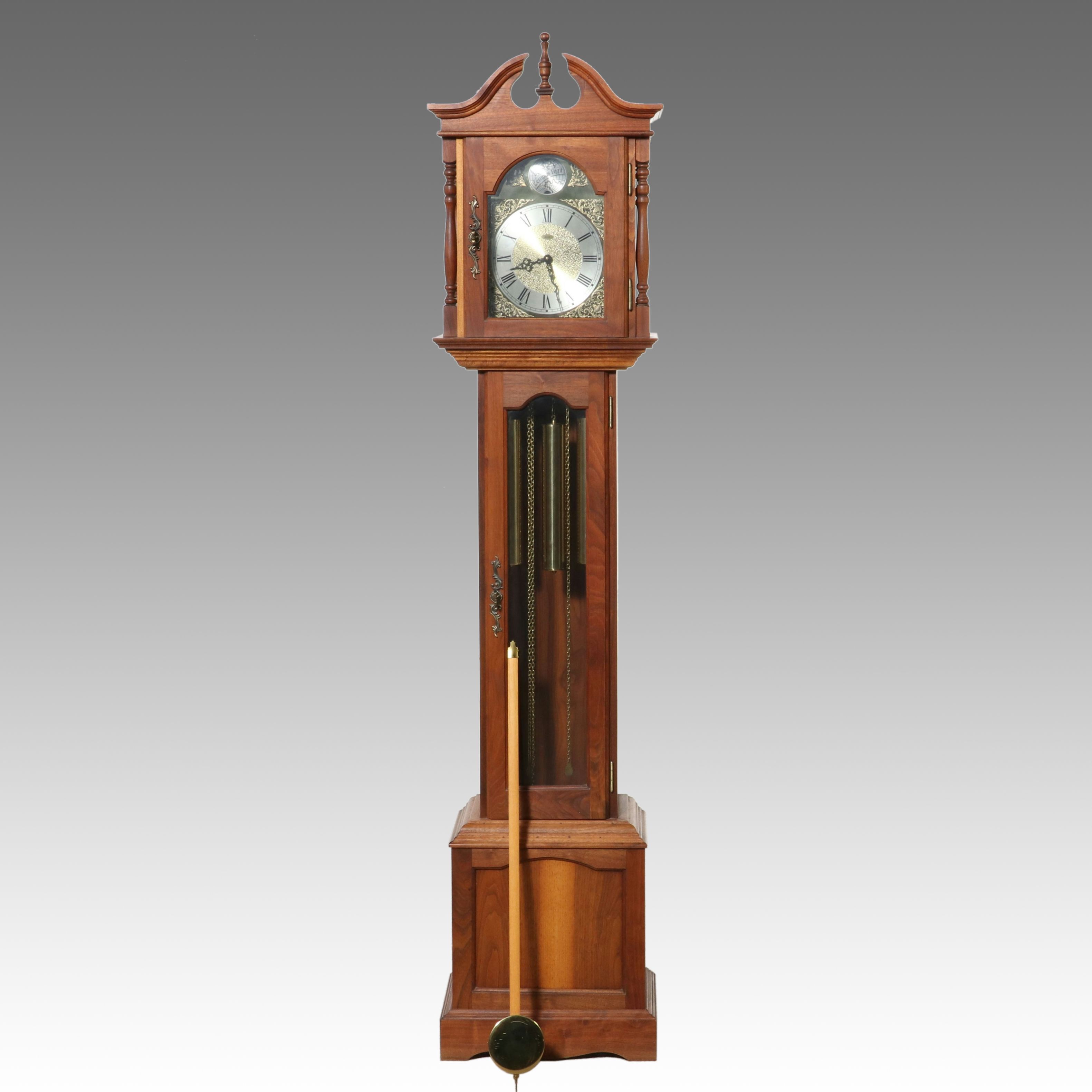 Emperor Clock Co. Federal Style Cherry Finish Grandfather Clock