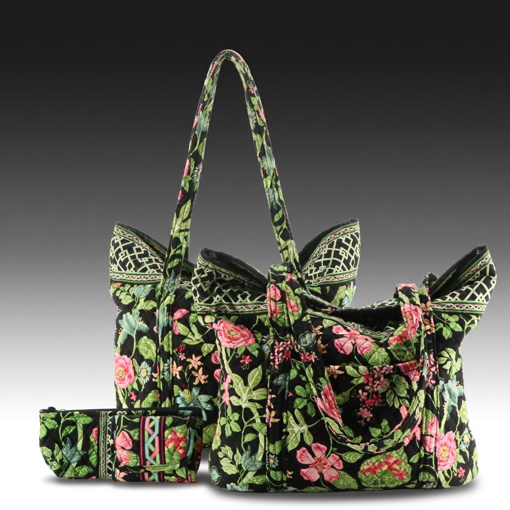Vera Bradley "Botanica" Totes, Pencil Case, and Trifold Wallet, Made in USA
