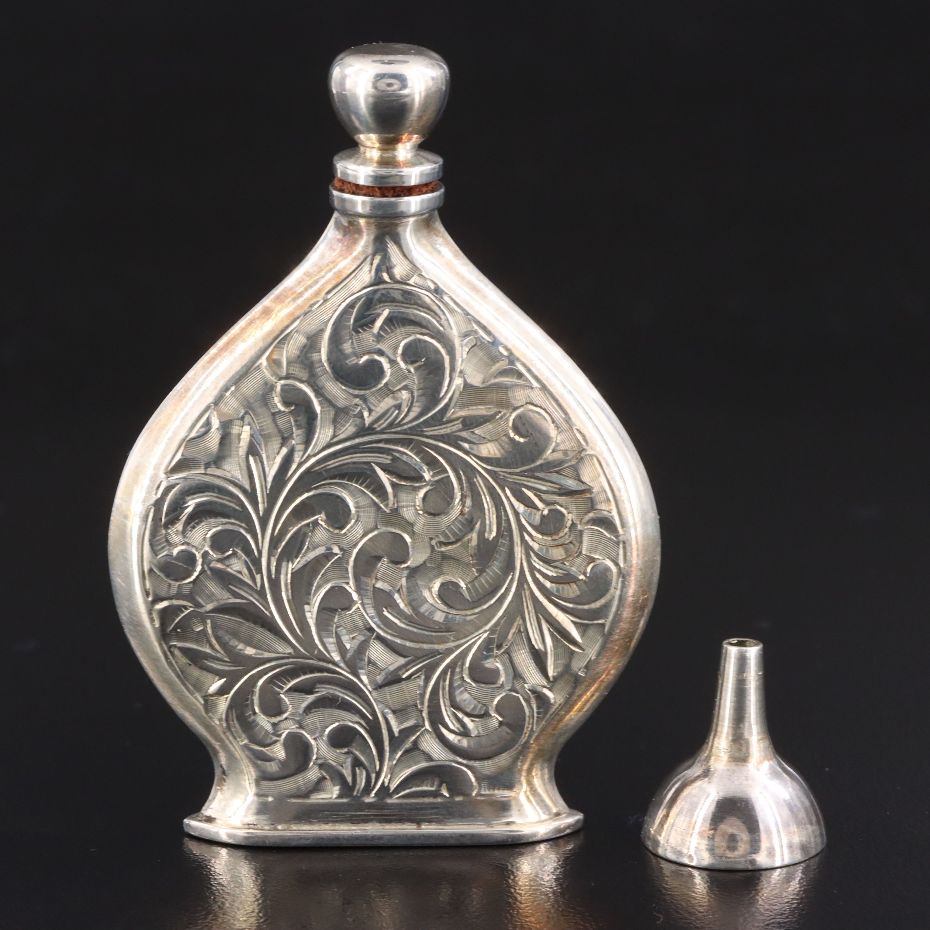 Antique Sterling Hand-Engraved Perfume Bottle