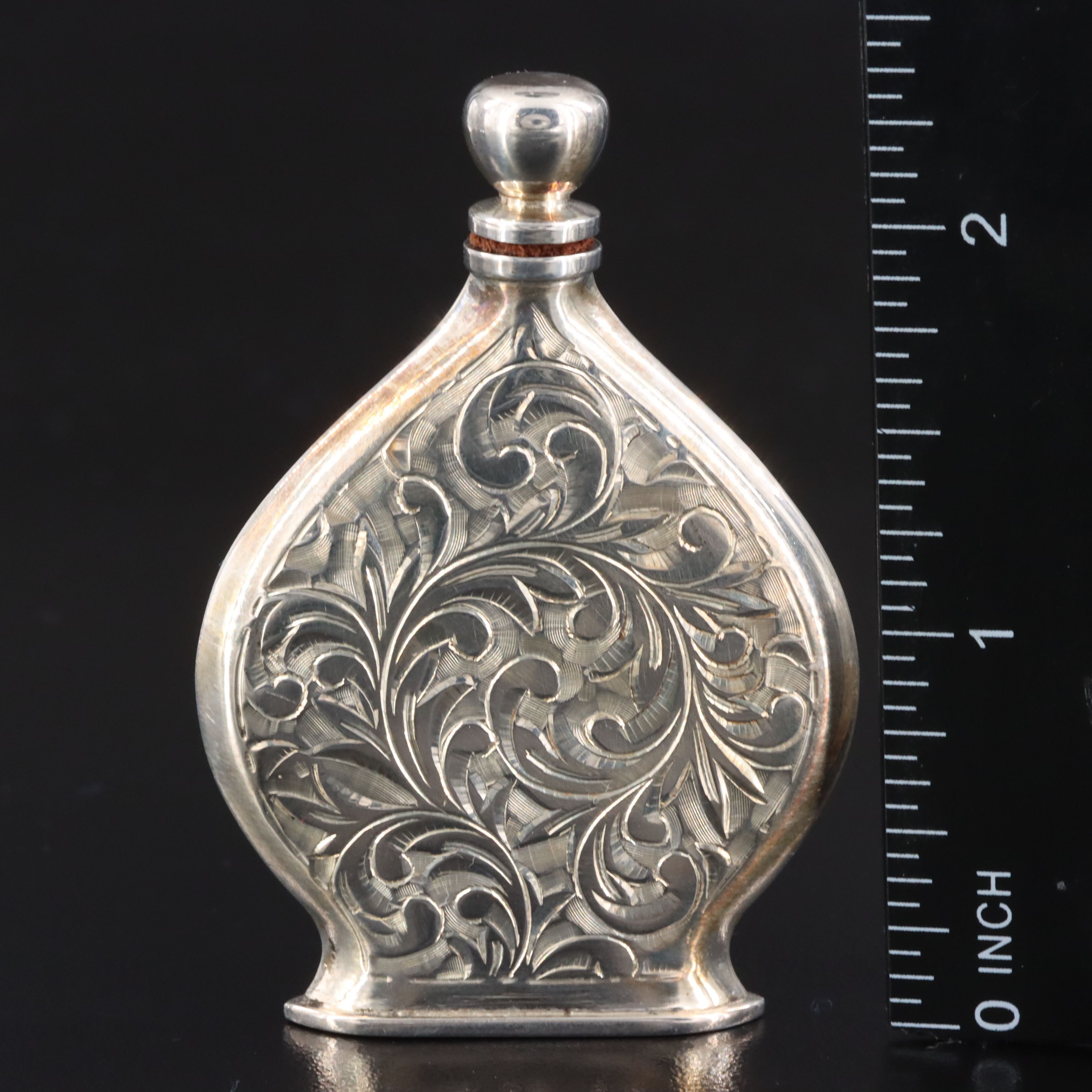 Antique Sterling Hand-Engraved Perfume Bottle
