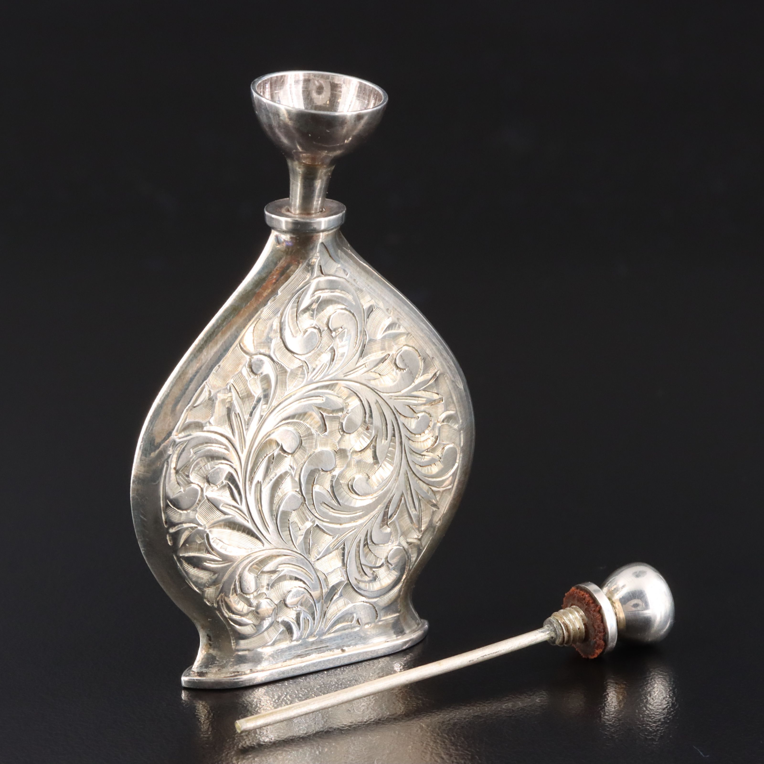 Antique Sterling Hand-Engraved Perfume Bottle