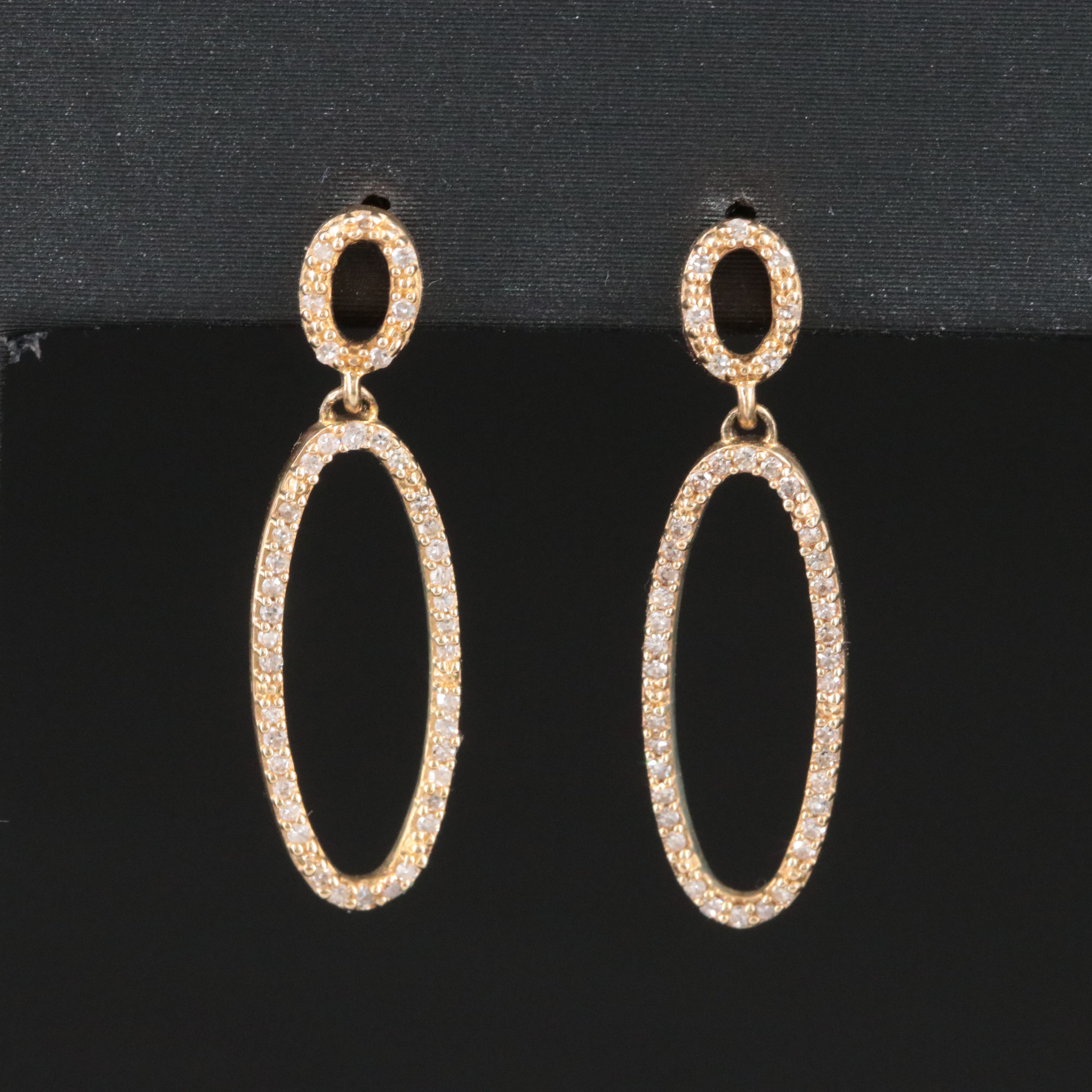 10K 0.20 CTW Diamond Oval Drop Earrings