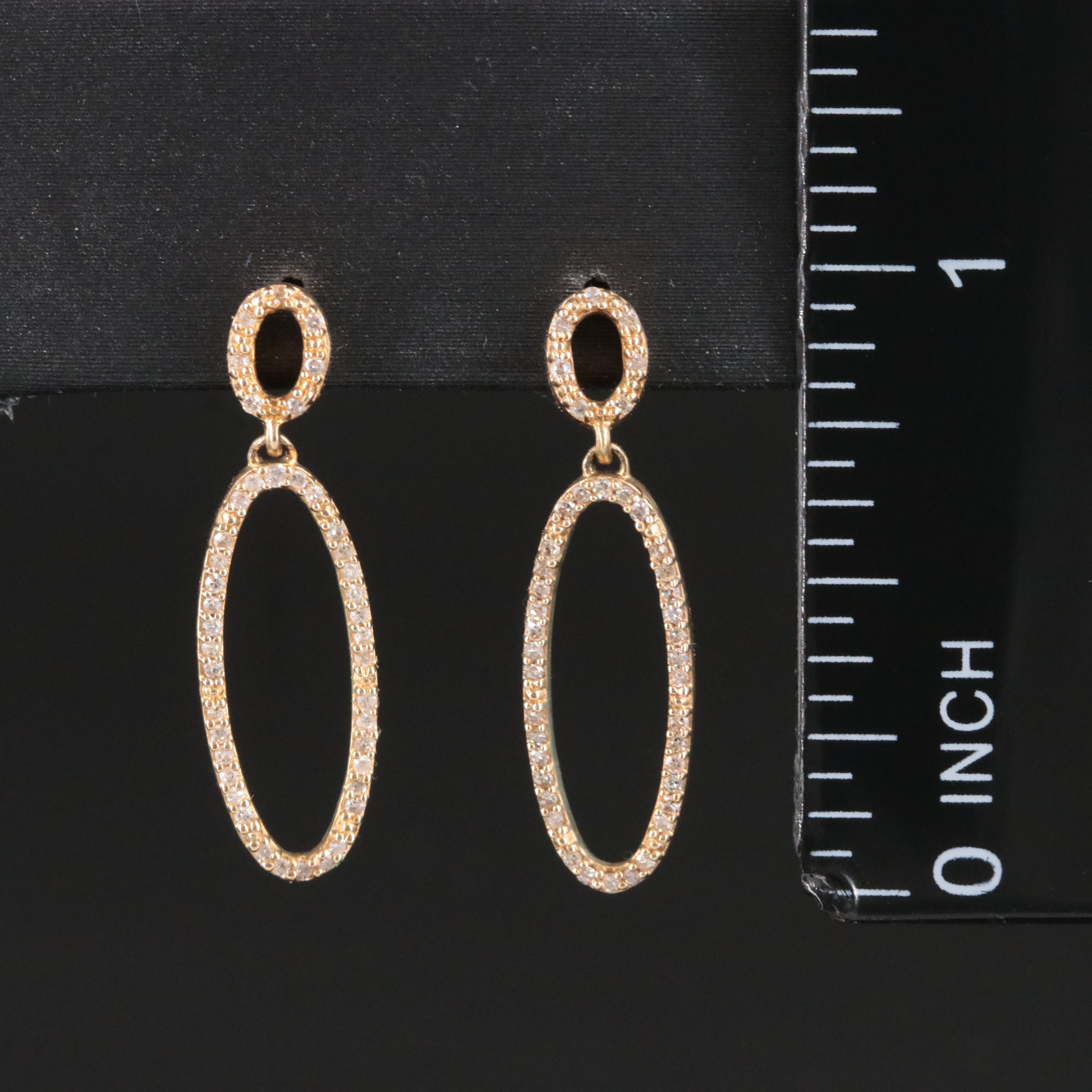 10K 0.20 CTW Diamond Oval Drop Earrings