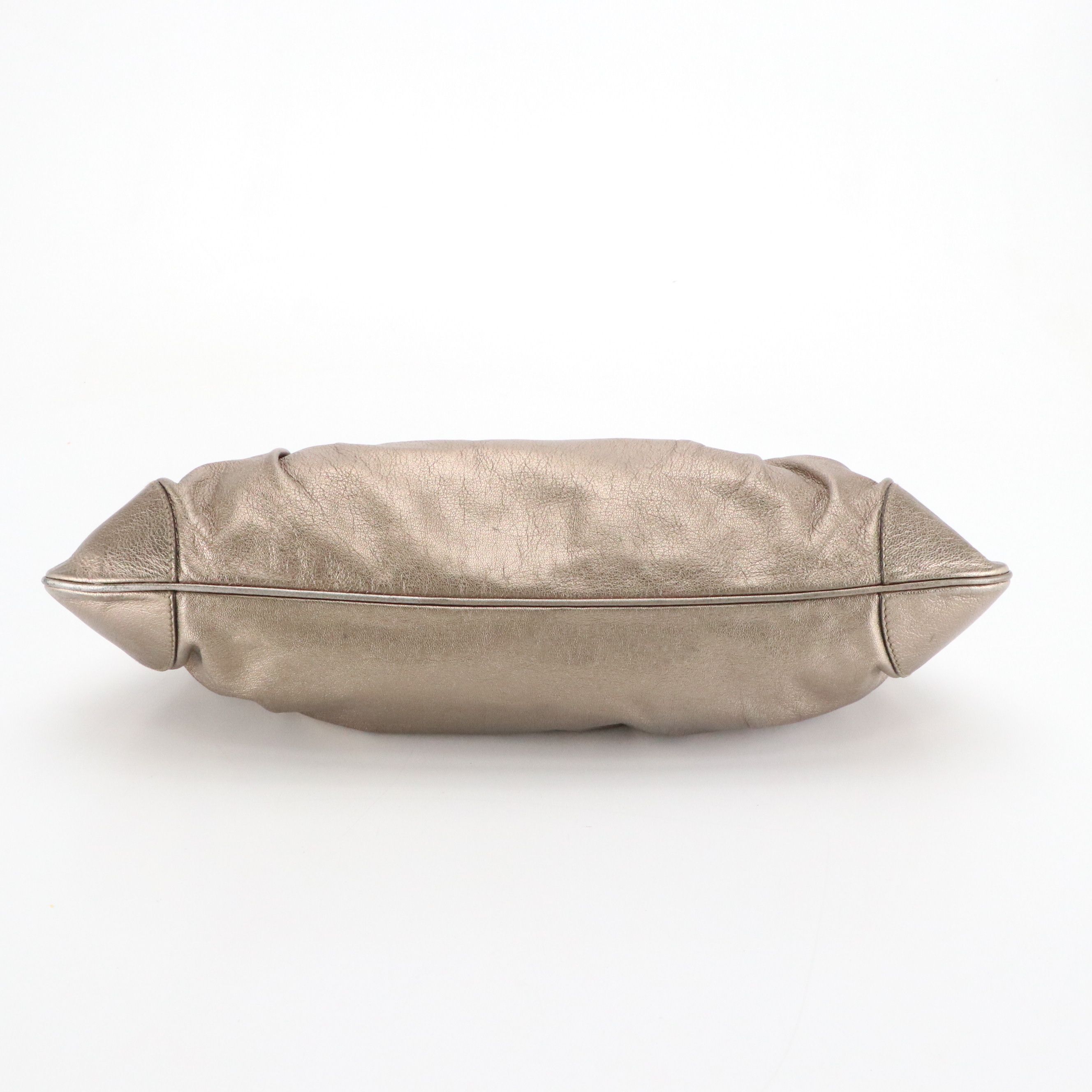 Salvatore Ferragamo Marisa Shoulder Bag in Metallic Silver Calfskin Leather