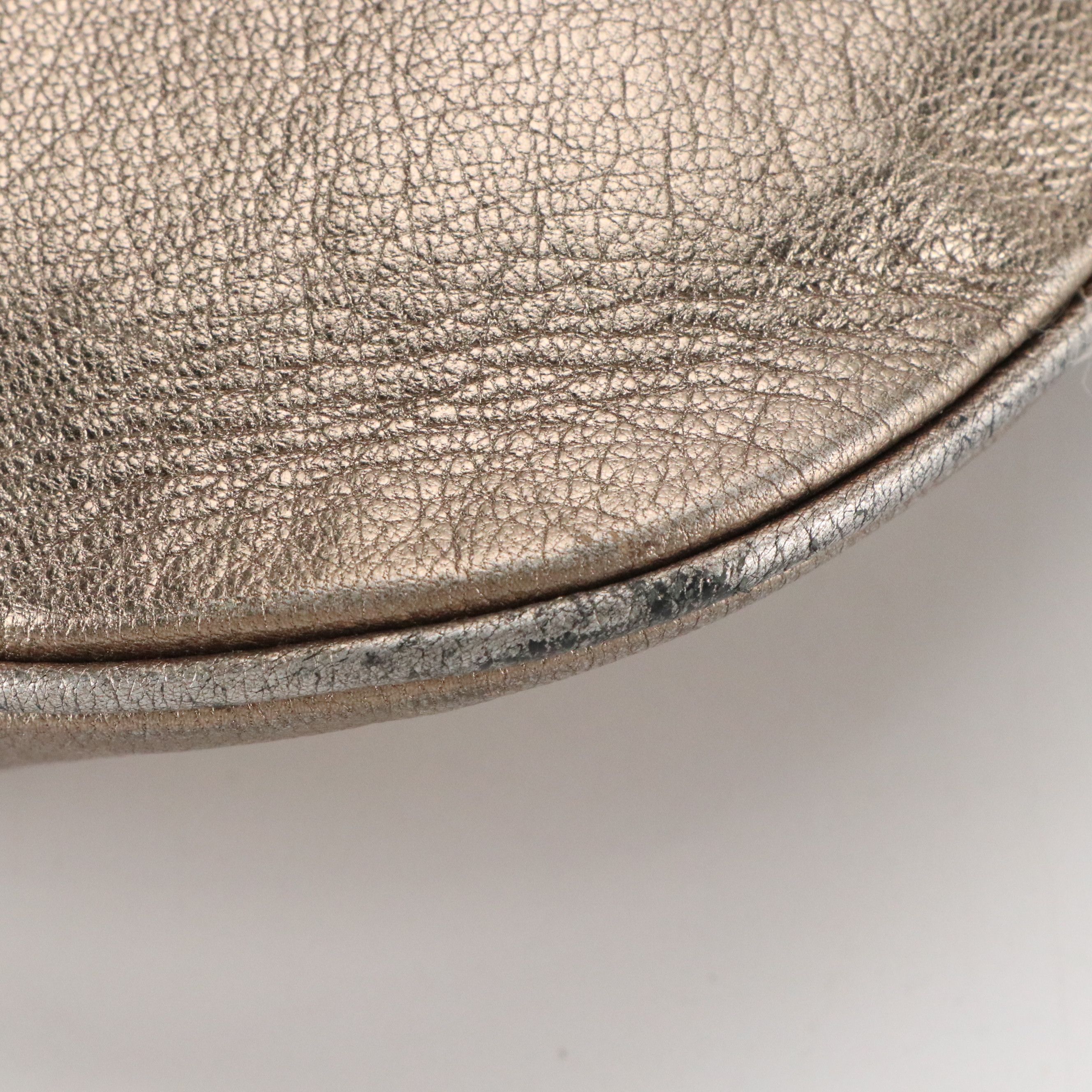 Salvatore Ferragamo Marisa Shoulder Bag in Metallic Silver Calfskin Leather