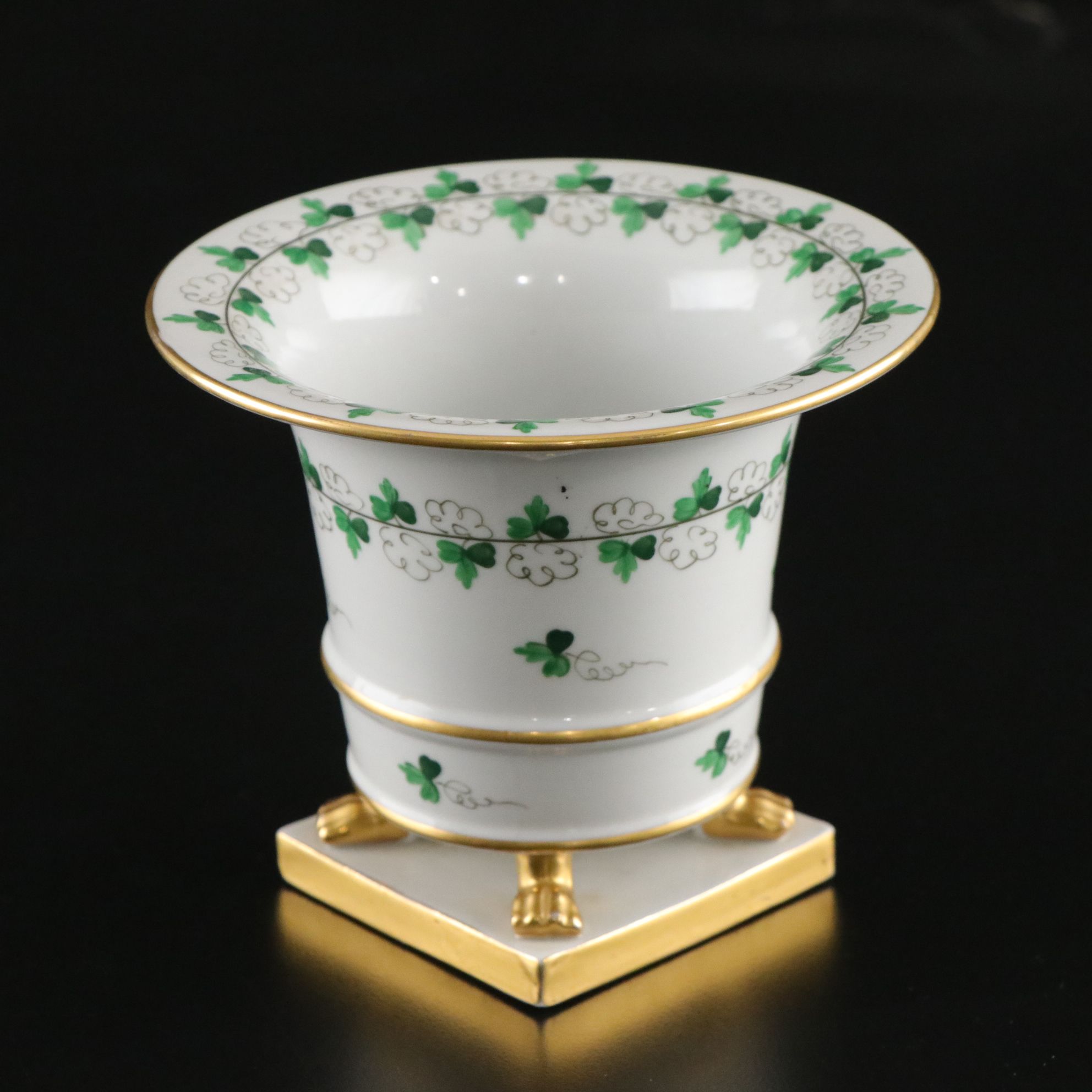 Herend Empire Style Porcelain Cachepot with Hand Painted Vine Decoration
