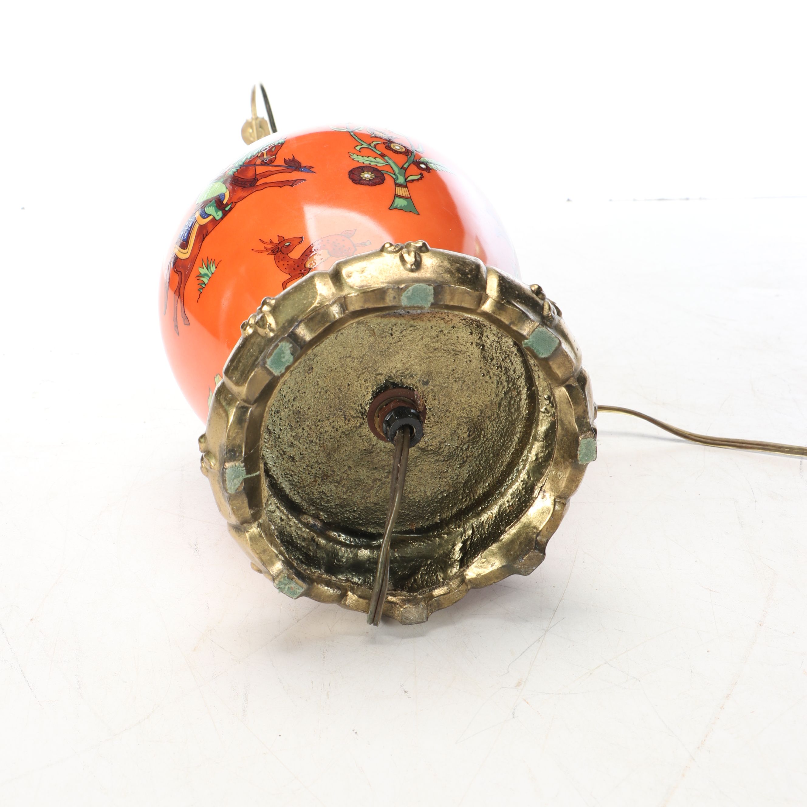 Indo-Persian Hunt Scene Hand-Painted Ginger Jar Table Lamp