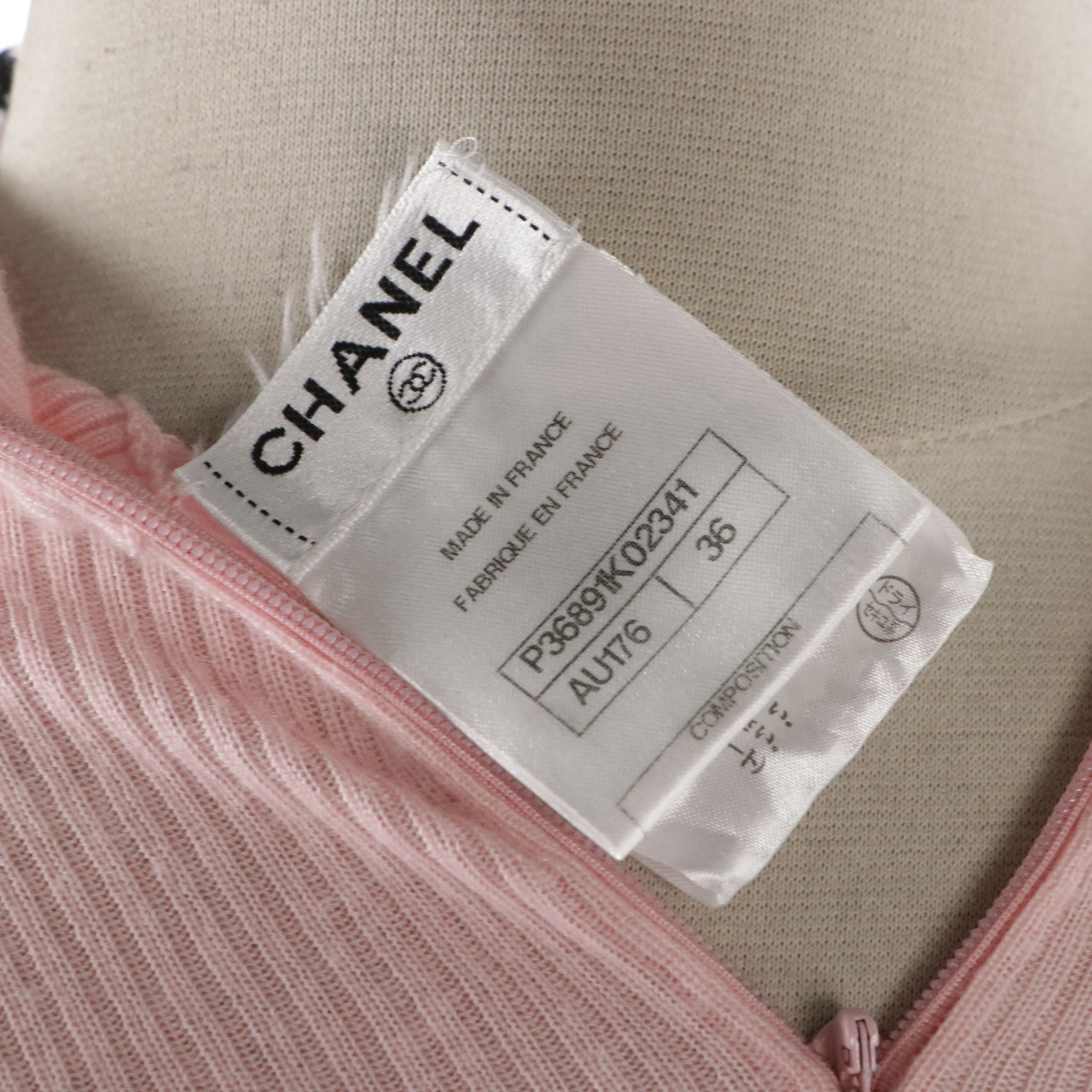 Chanel Pink Ribbed Knit Cashmere Blend Sweater with Black Trim