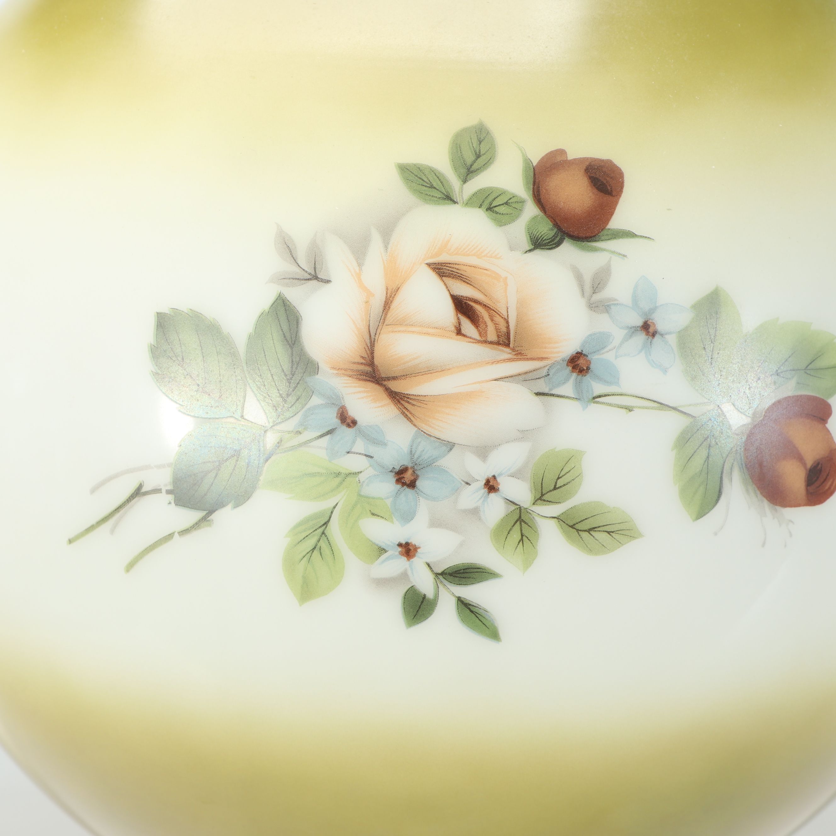 Victorian Style Brass and Painted Glass Banquet Lamp, 20th Century