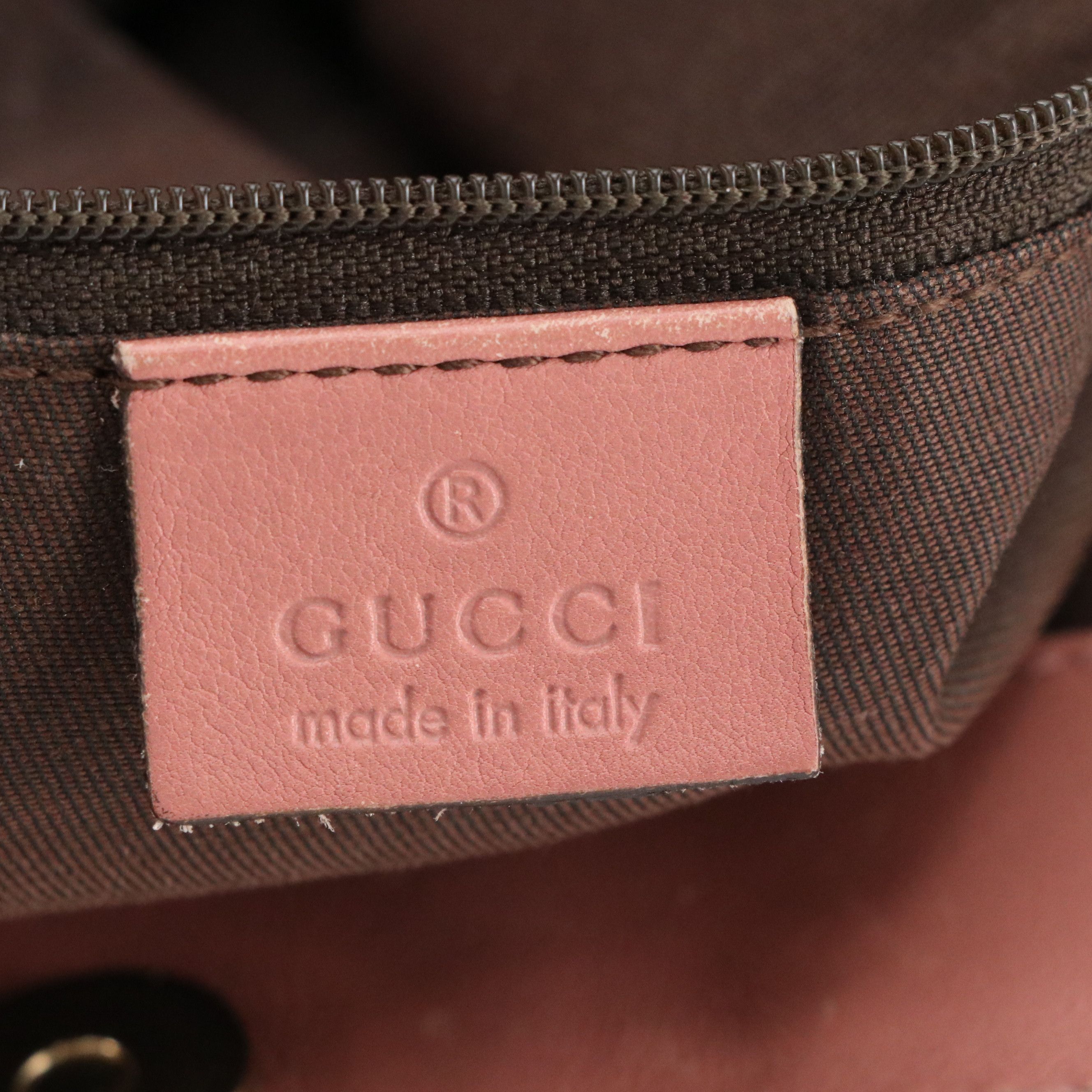 Gucci Sukey Handbag in GG Canvas and Blush Pink Calfskin Leather