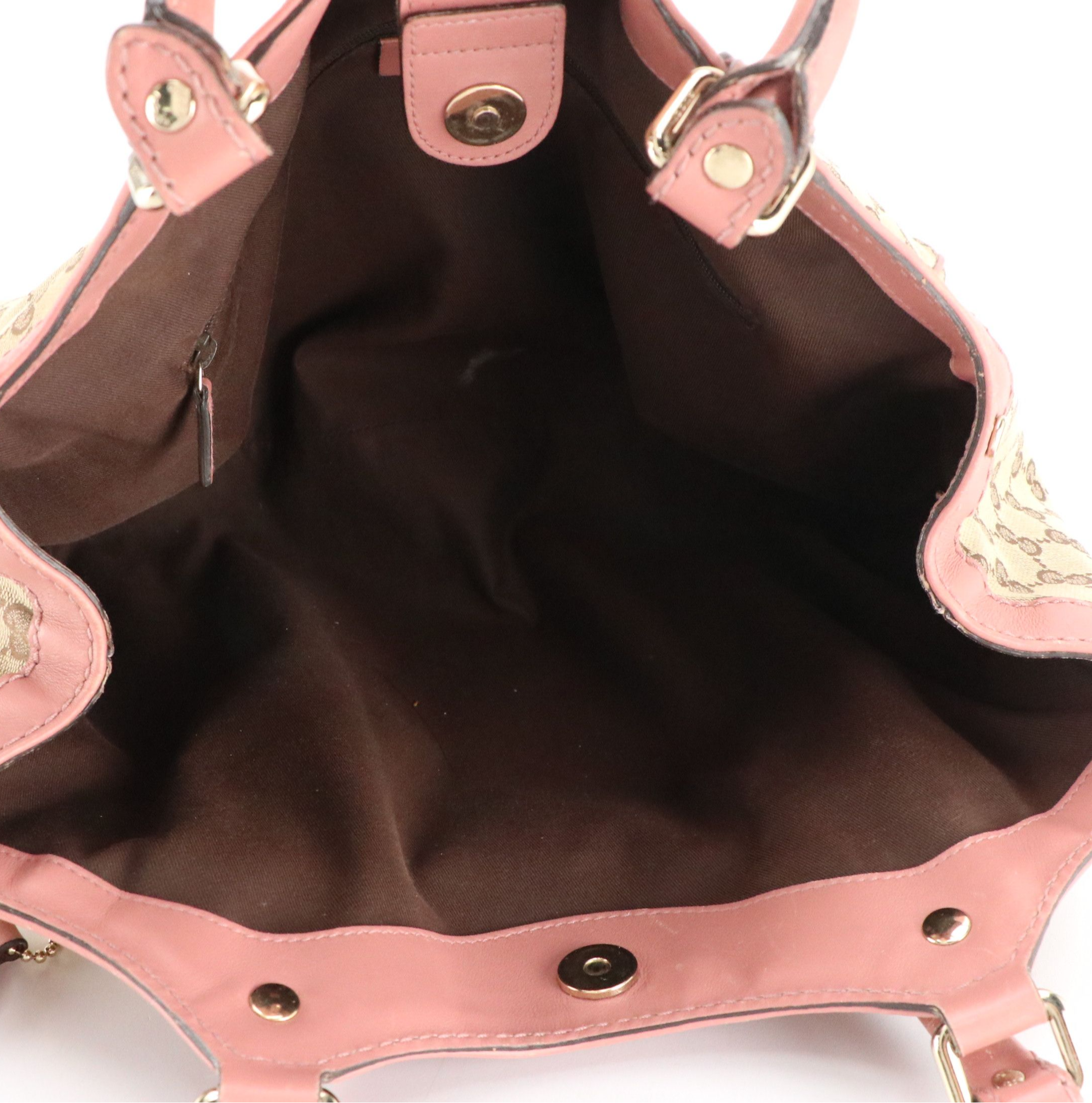 Gucci Sukey Handbag in GG Canvas and Blush Pink Calfskin Leather