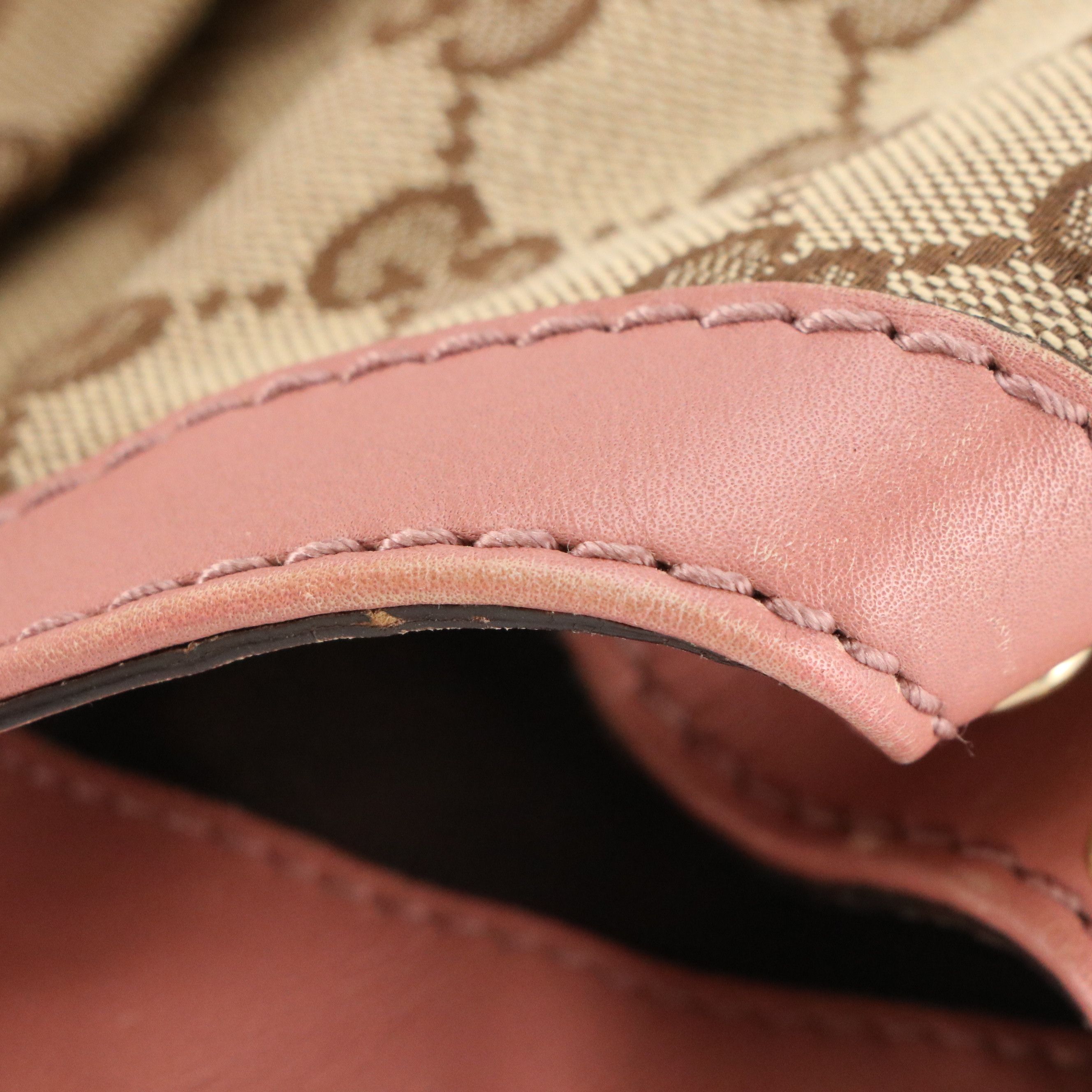 Gucci Sukey Handbag in GG Canvas and Blush Pink Calfskin Leather