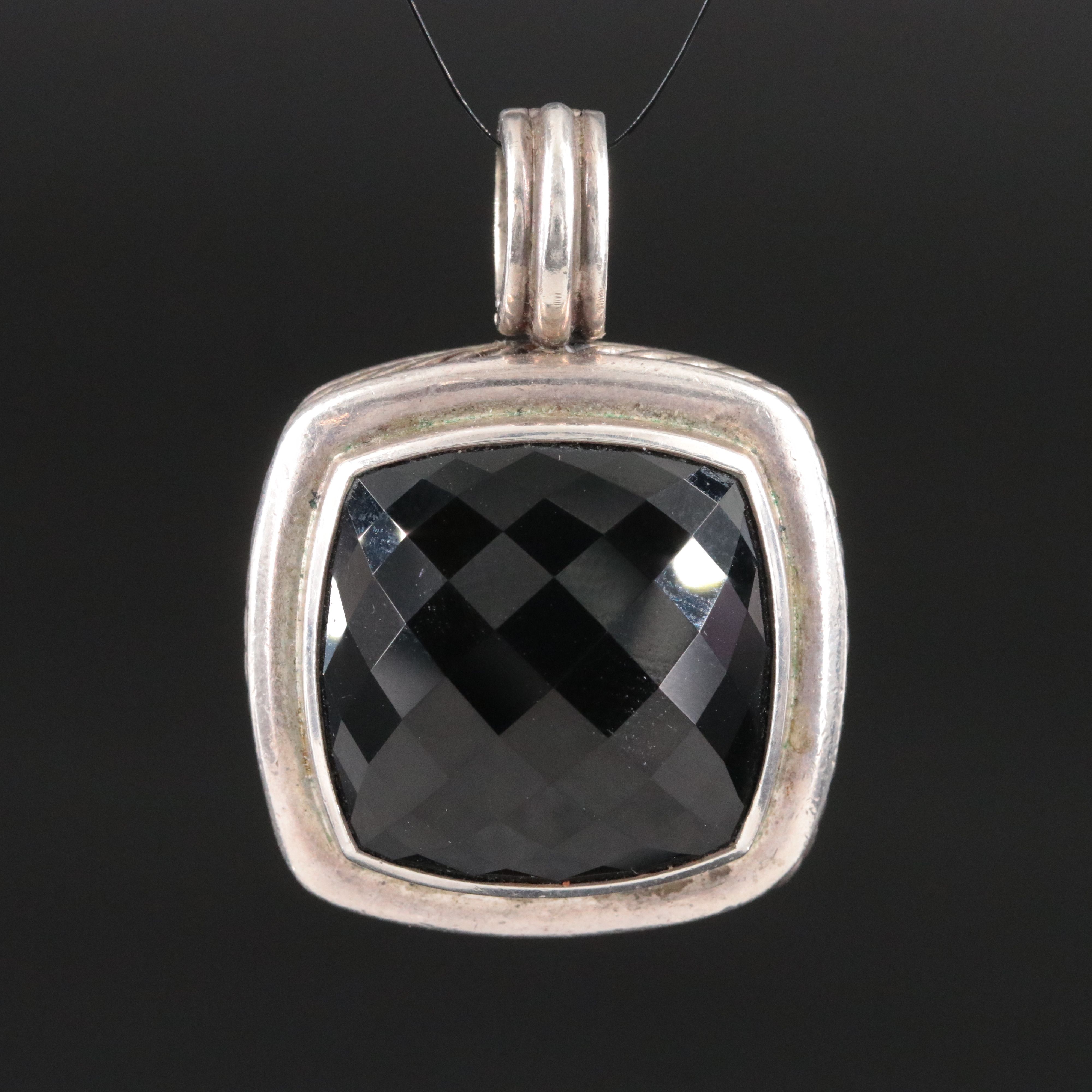 David Yurman Albion Sterling and Black Onyx Enhancer Pendant